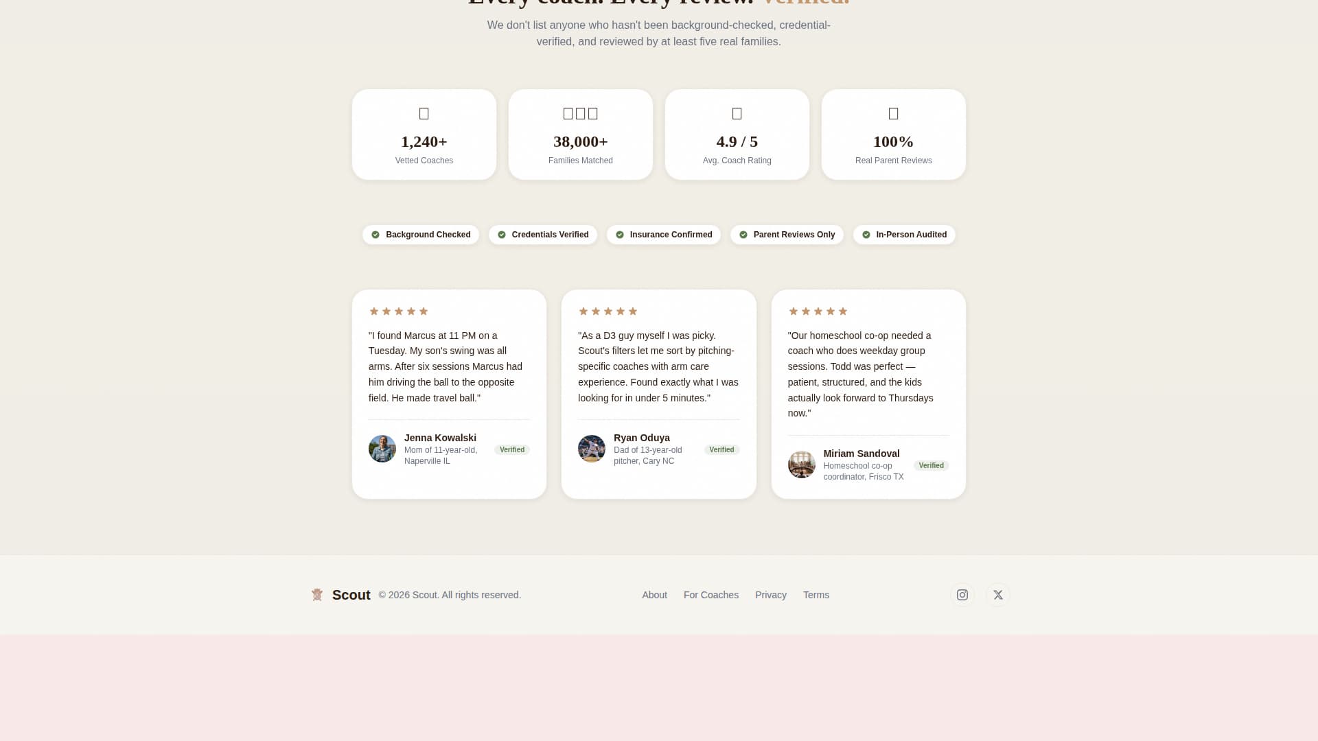 Scout - Trusted Baseball Instructor Landing Page Template
