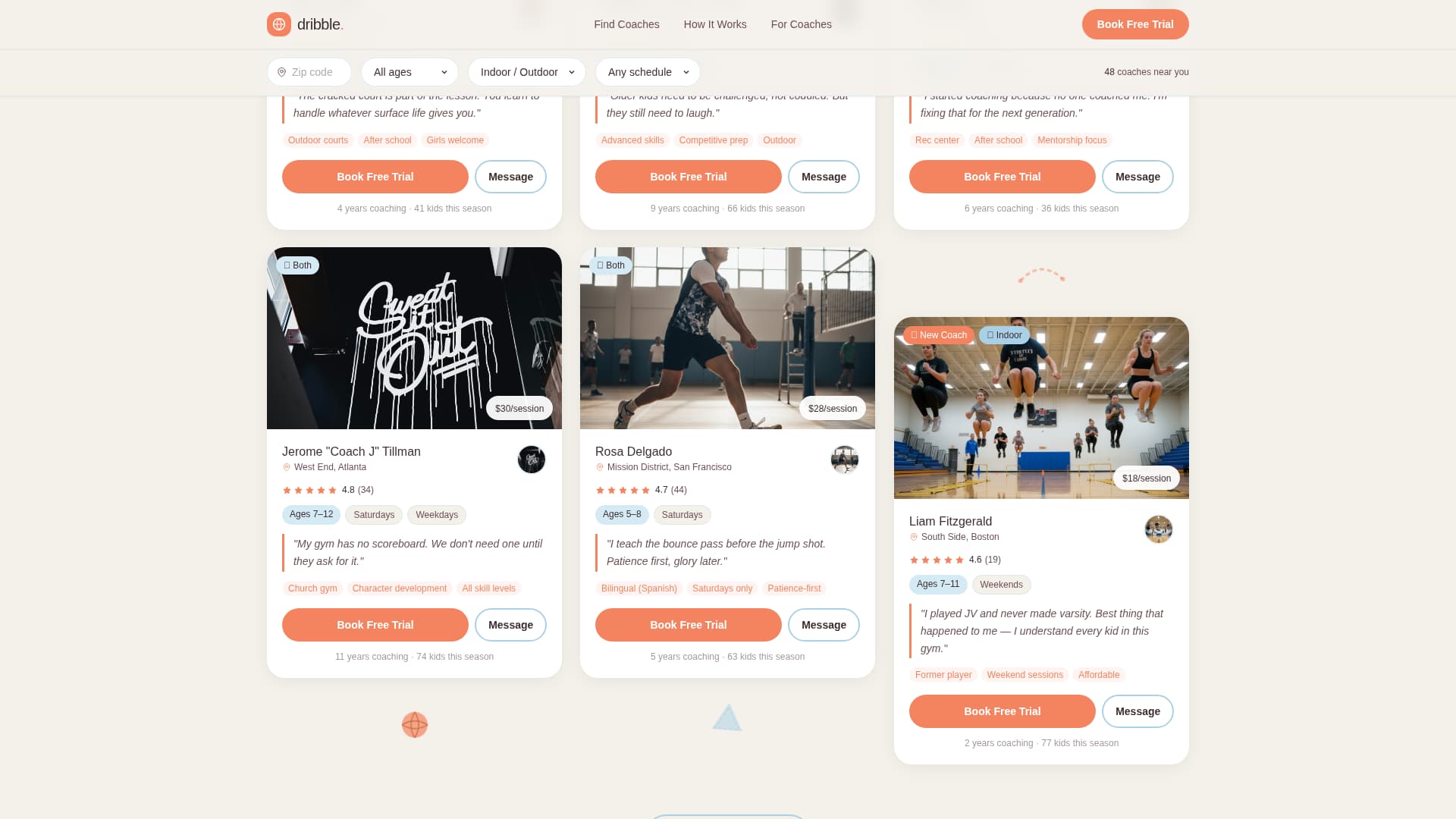 Kids Basketball Specialist Booking Website Template