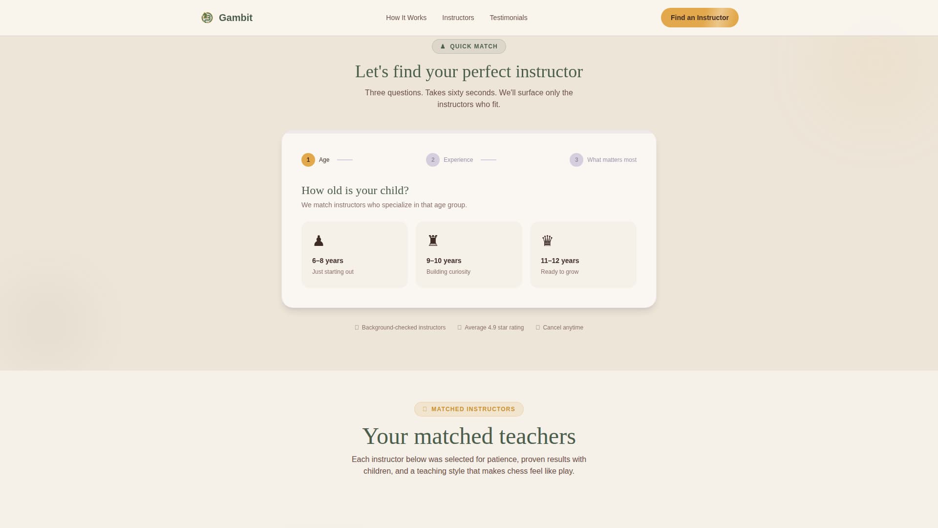 Gambit - Trusted Chess Instructor Landing Page Template