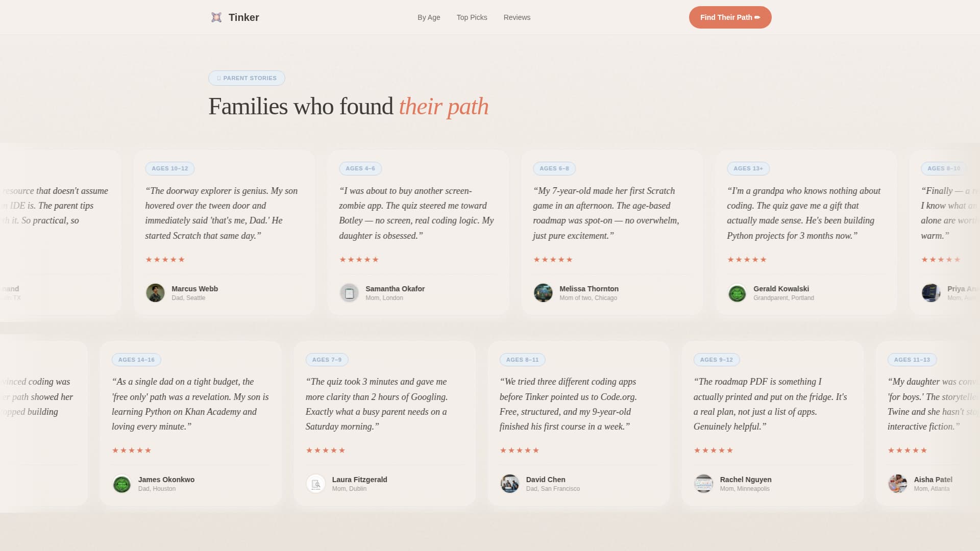 Tinker - Whimsical Kids Coding Landing Page Template