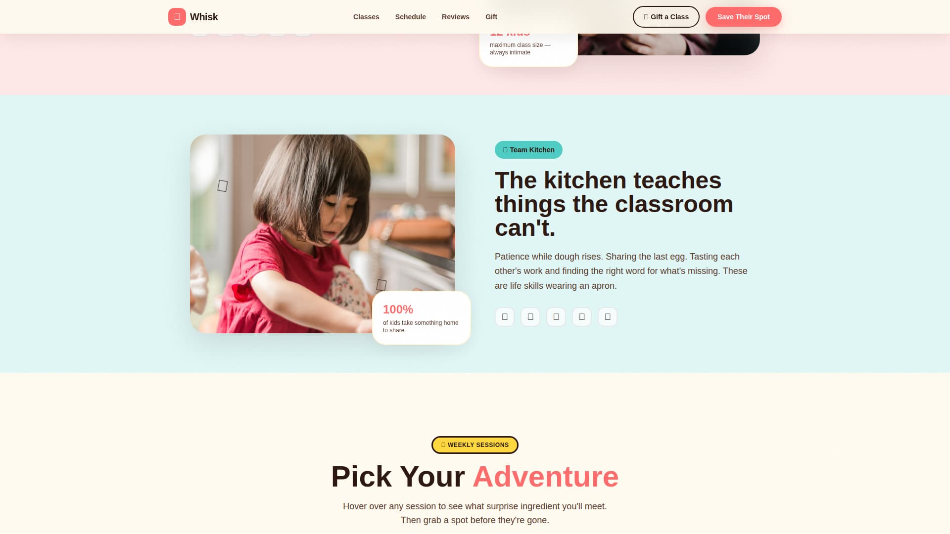 Whisk - Delightful Kids Cooking Landing Page Template