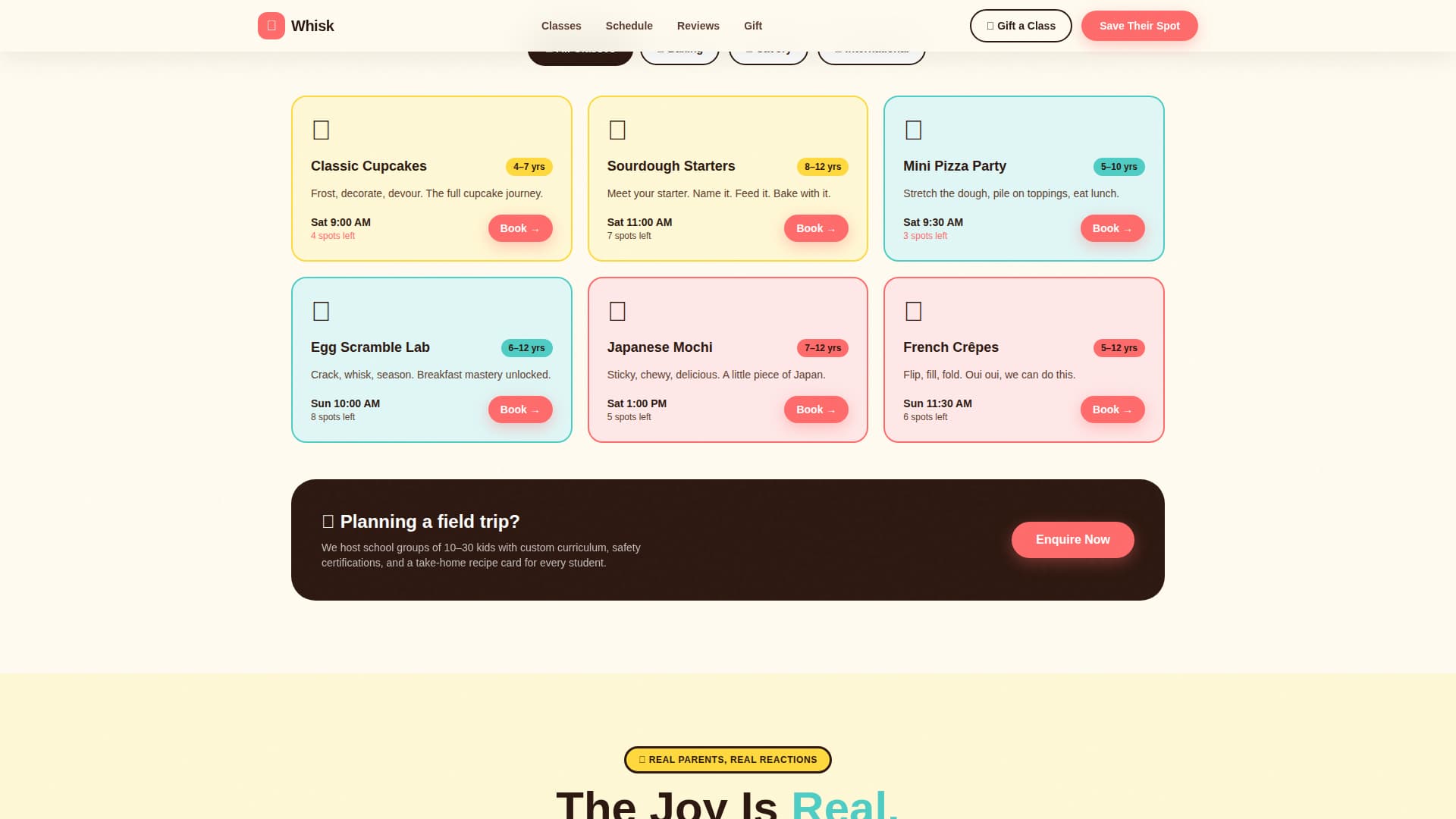 Whisk - Delightful Kids Cooking Landing Page Template