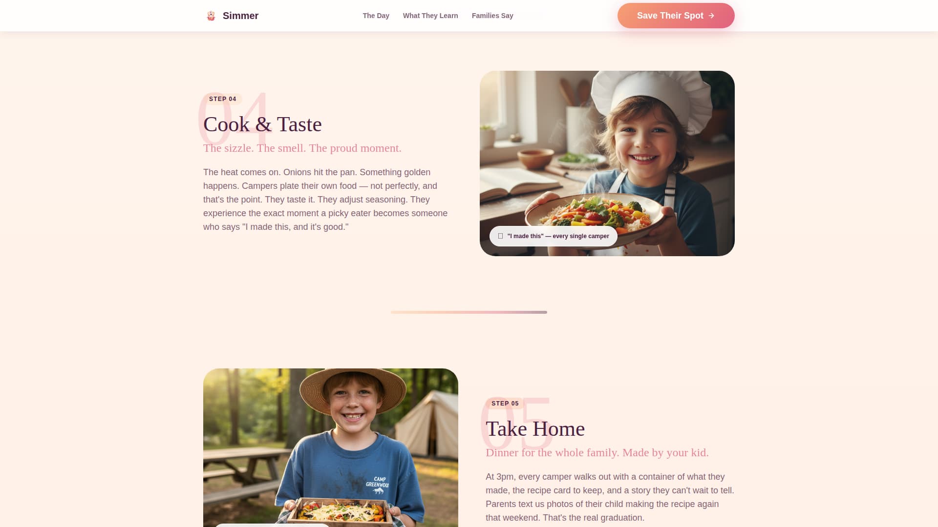 Simmer - Joyful Cooking Landing Page Template