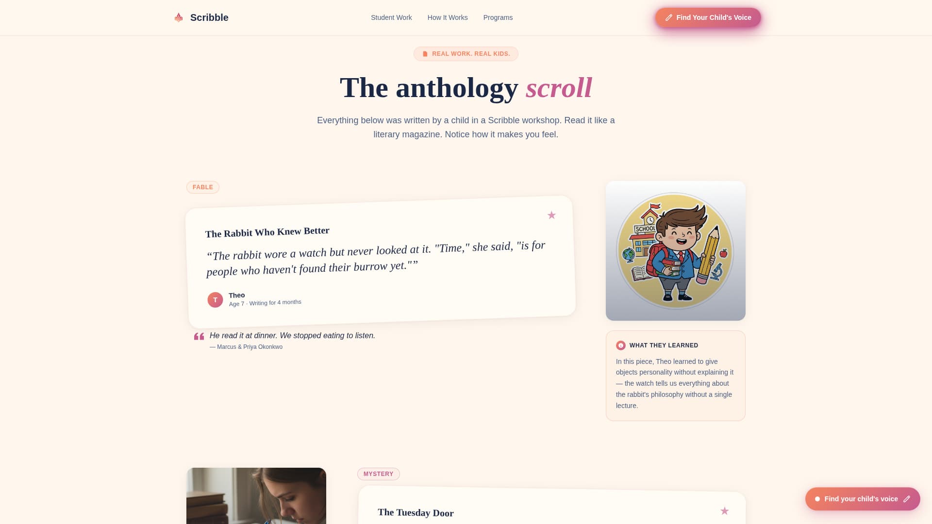 Scribble - Inspiring Kidswriting Landing Page Template
