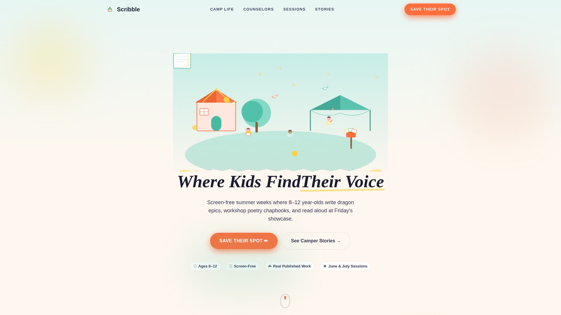 Scribble - Vibrant Kidscamp Landing Page Template