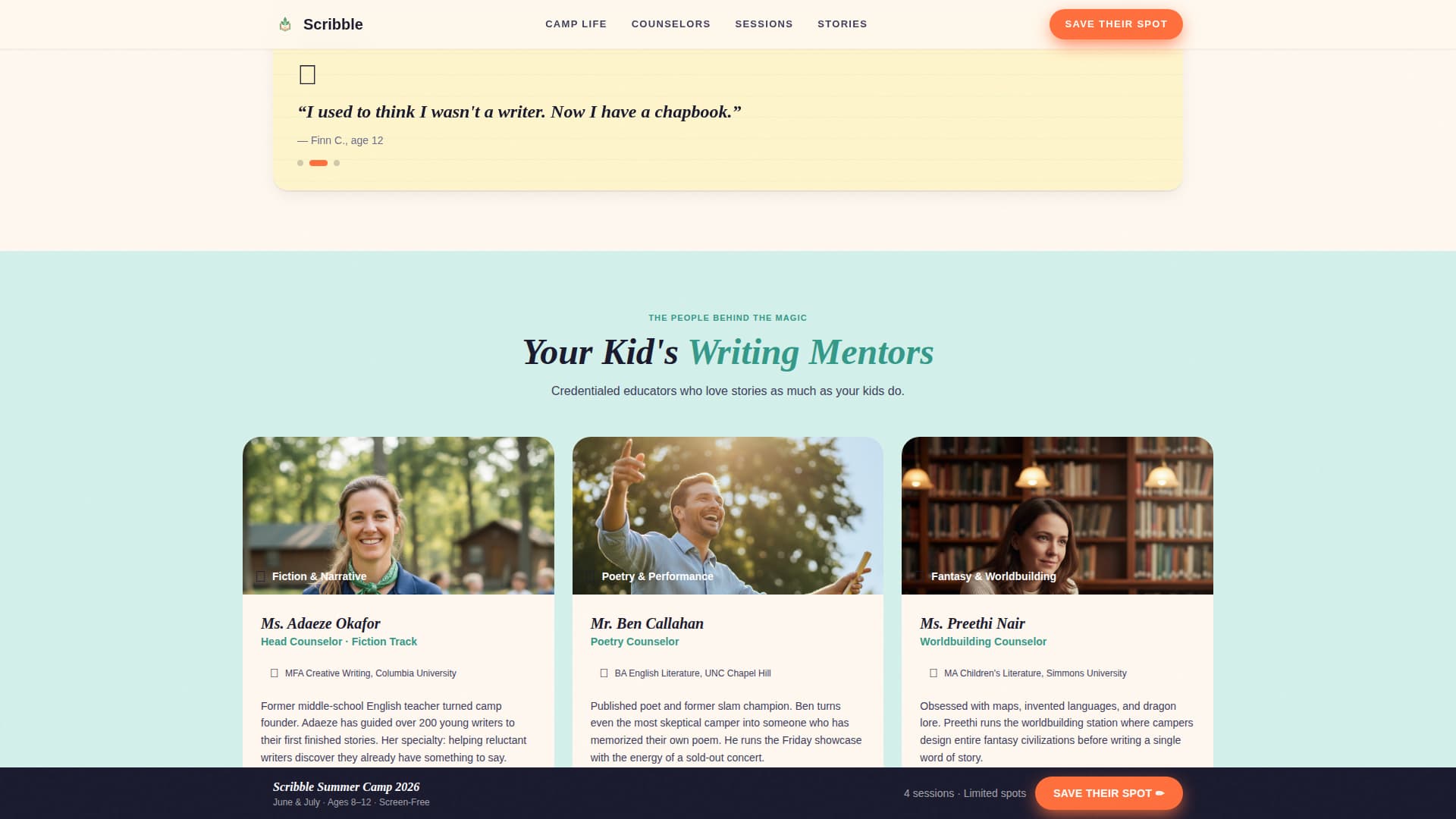 Scribble - Vibrant Kidscamp Landing Page Template
