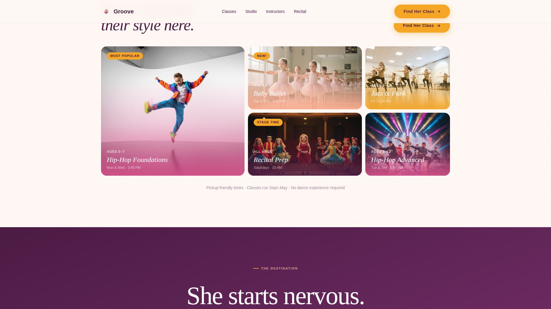 Groove - Inspiring Dance Landing Page Template