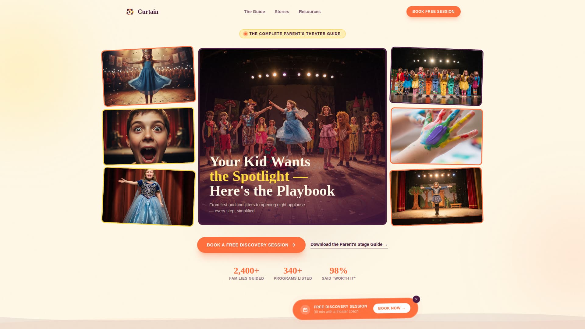 Curtain — Interactive Theatrical Production Landing Page Template
