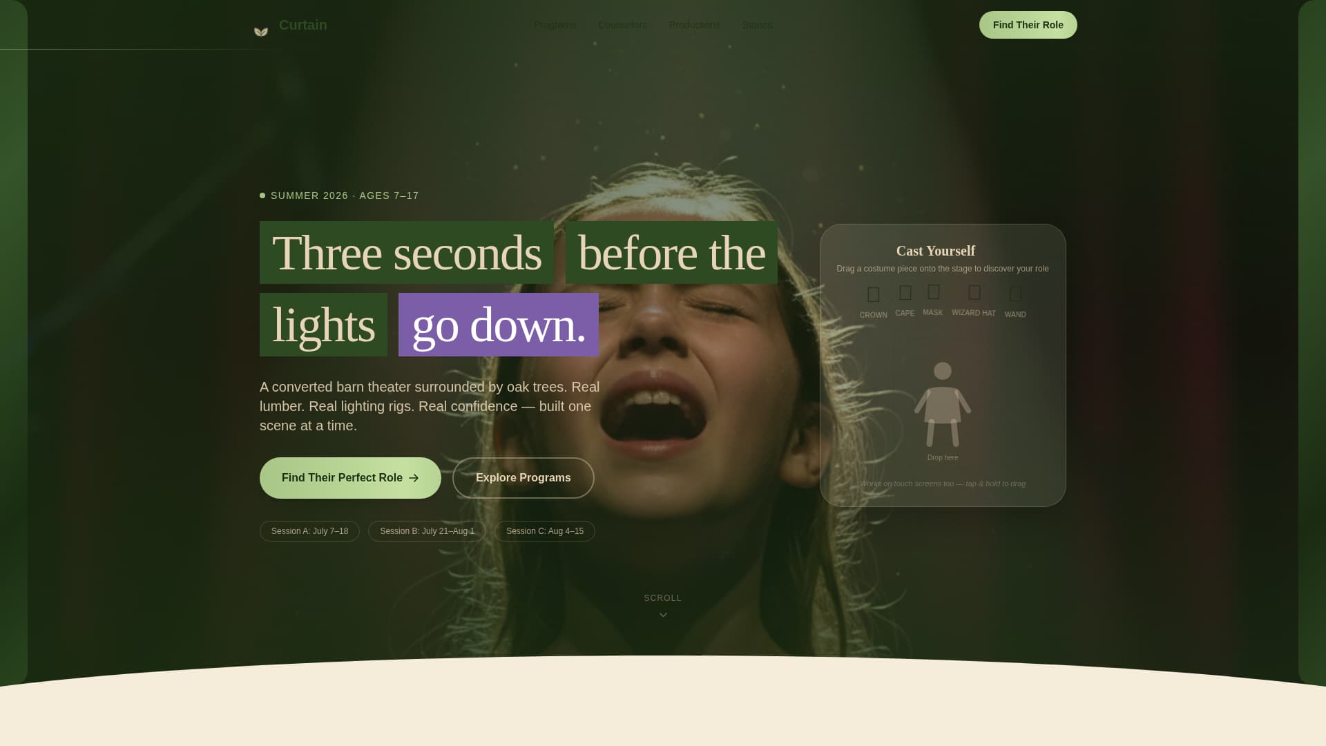Curtain — Dynamic Stage Arts Landing Page Template