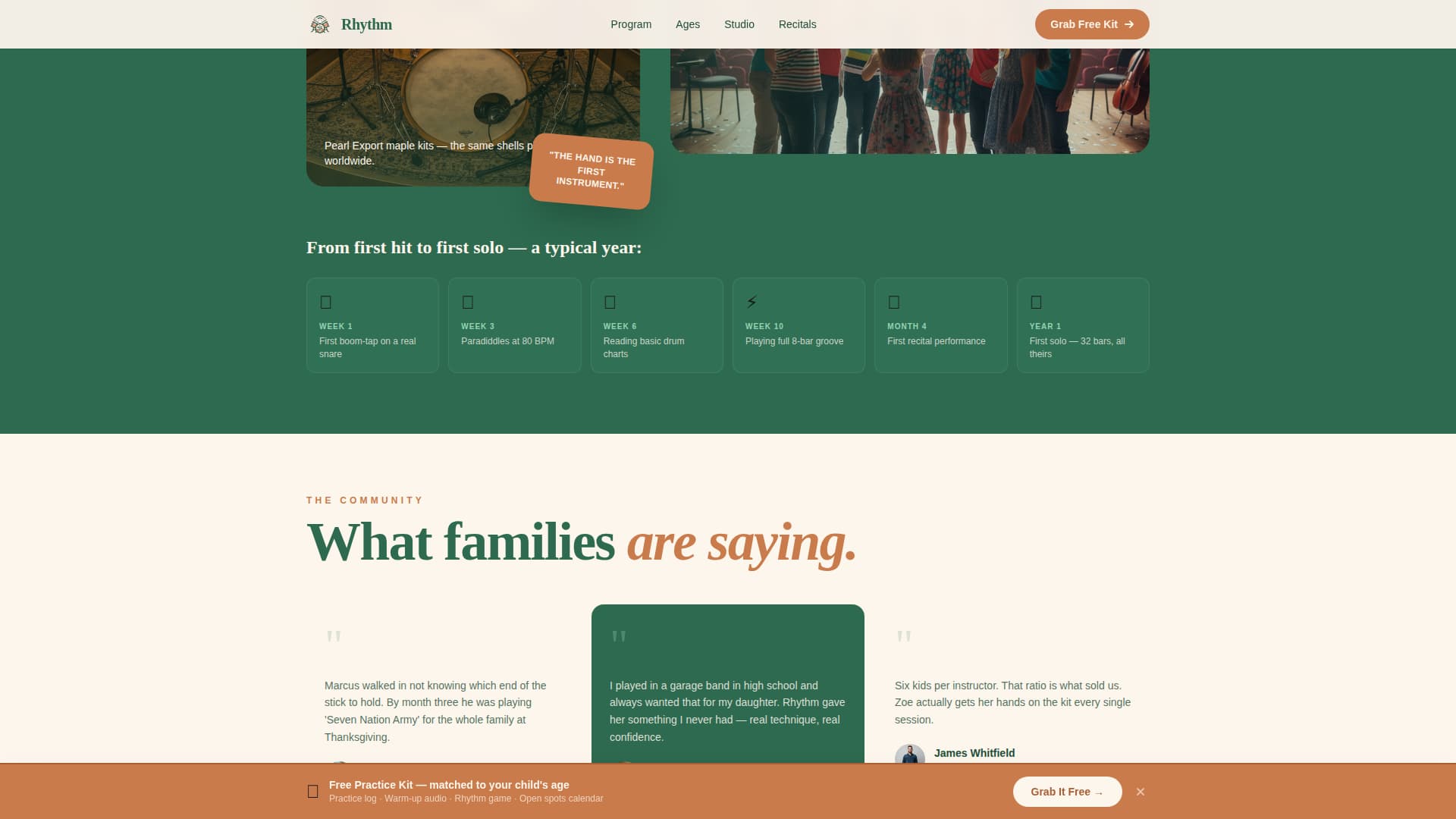 Rhythm - Playful Drums Landing Page Template
