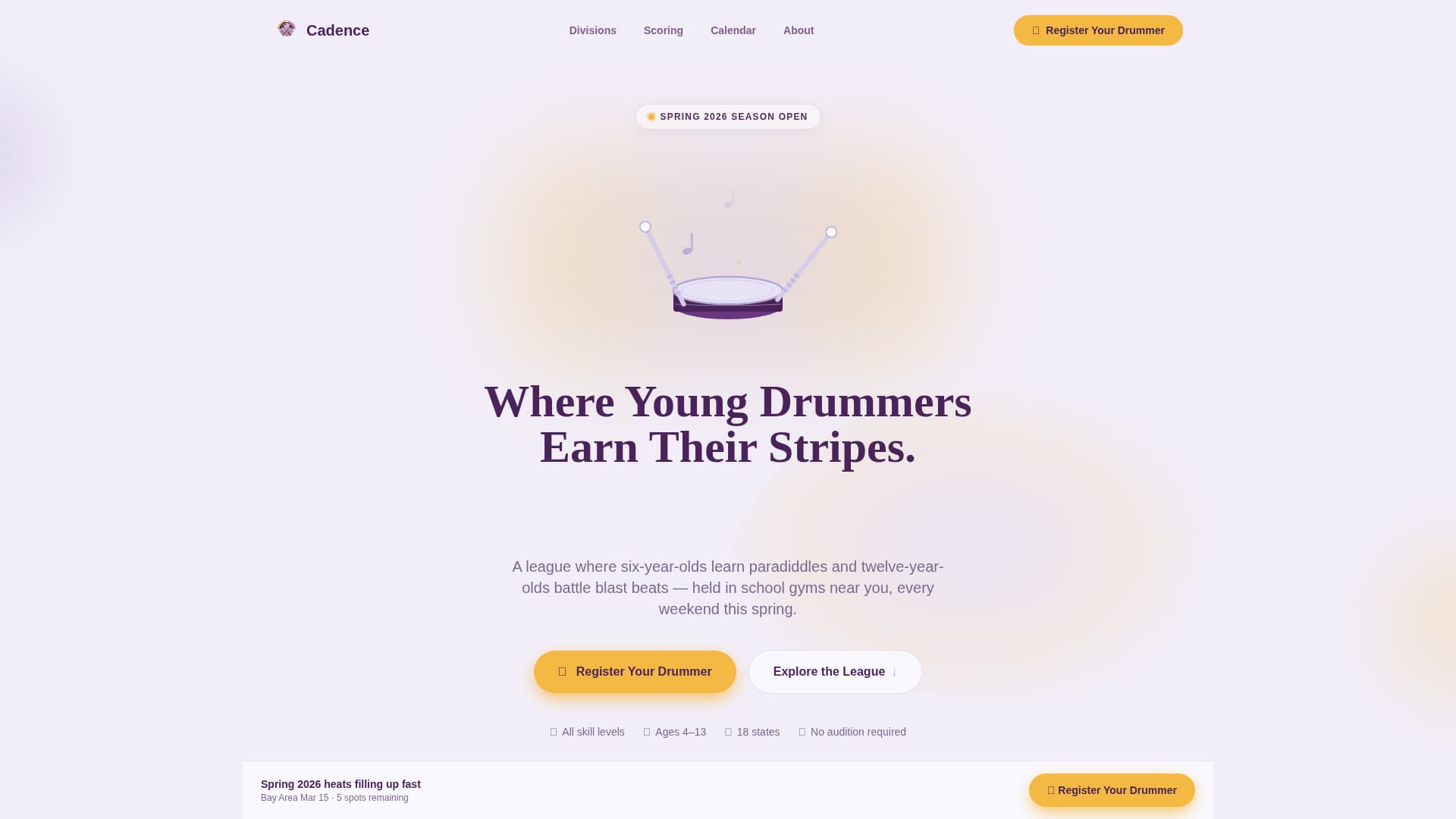 Cadence - Dynamic Drums Landing Page Template