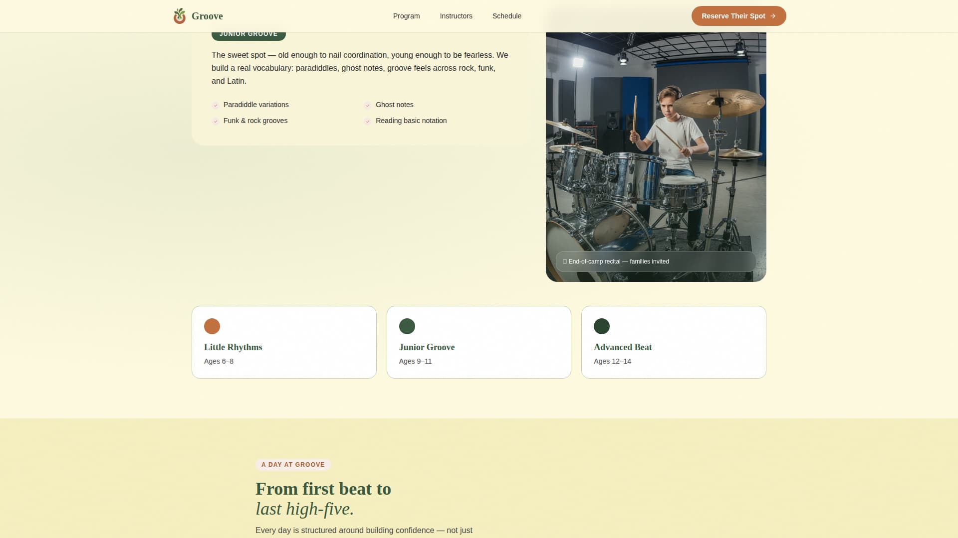 Groove - Vibrant Drumming Landing Page Template