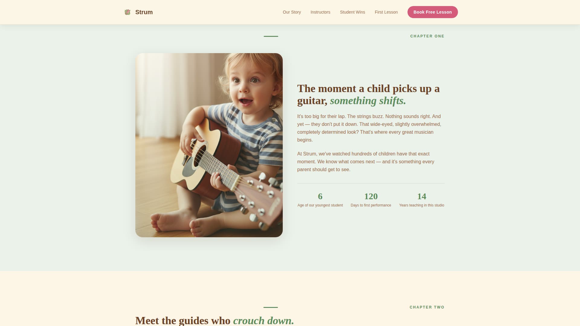 Strum - Inspiring Kidsguitar Landing Page Template