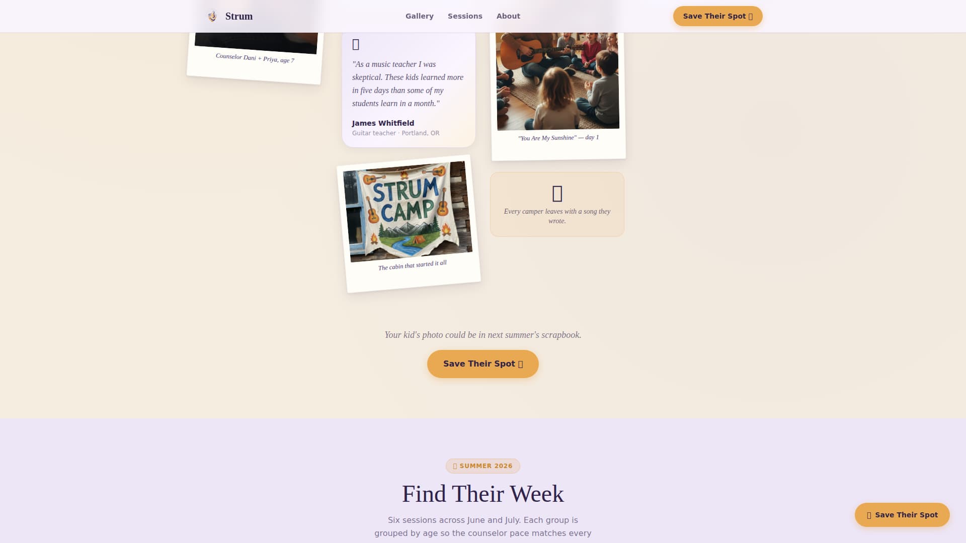 Strum - Enchanting Kidsguitar Landing Page Template