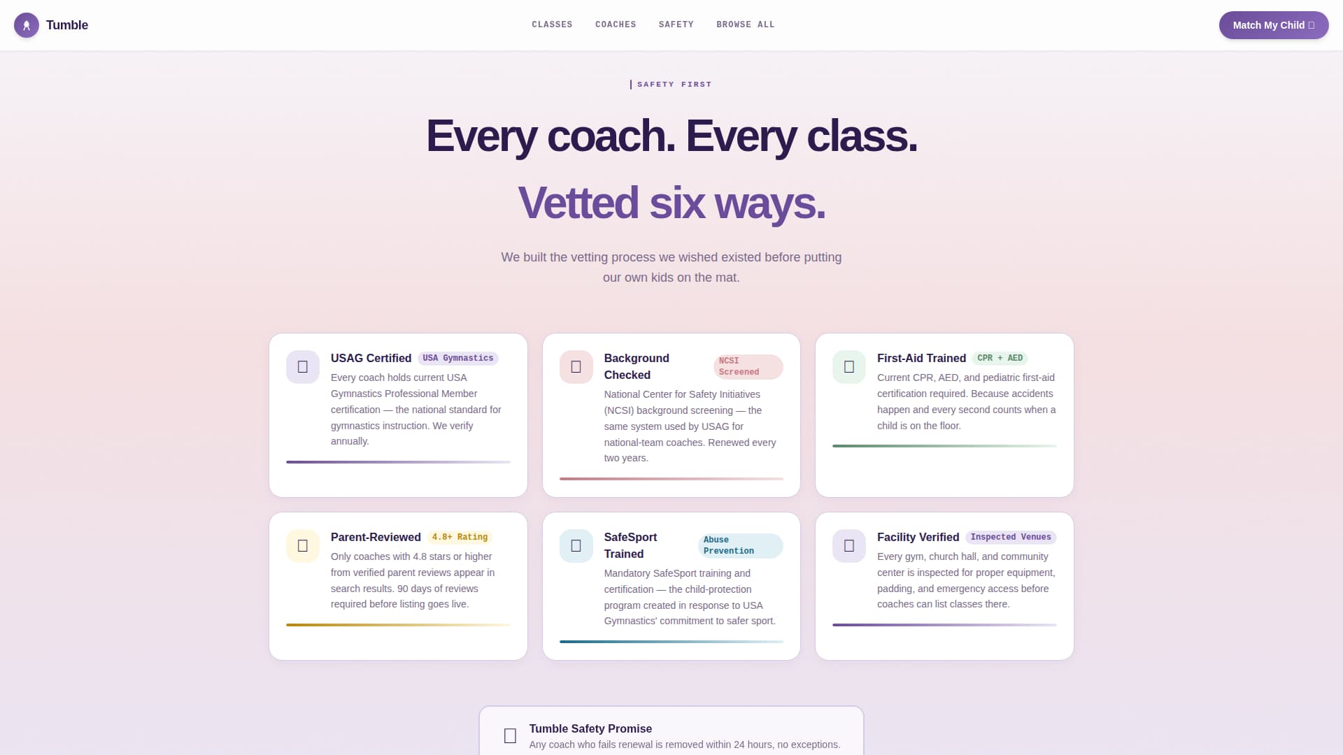 Tumble - Trusted Gymnastics Landing Page Template