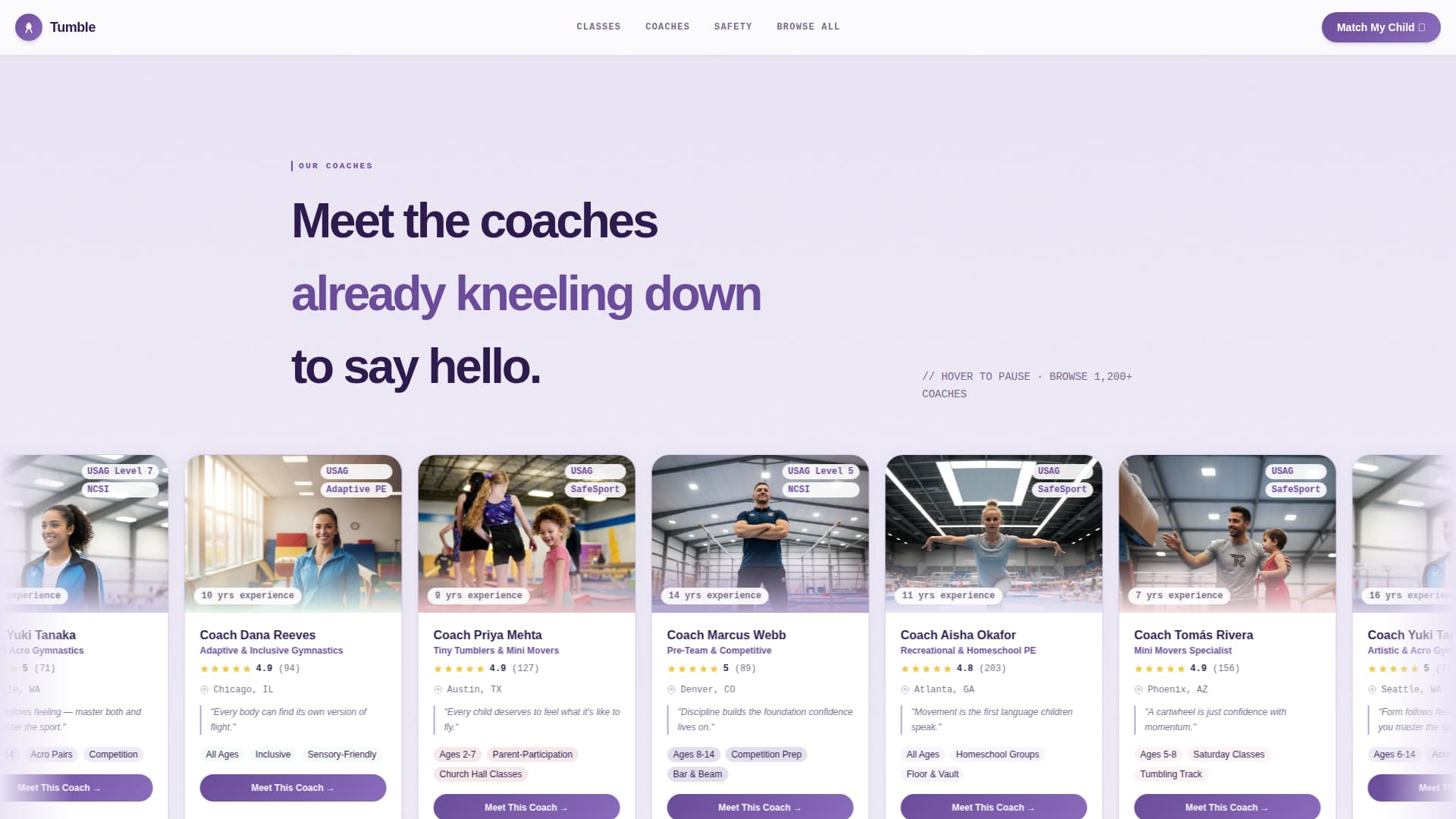 Tumble - Trusted Gymnastics Landing Page Template