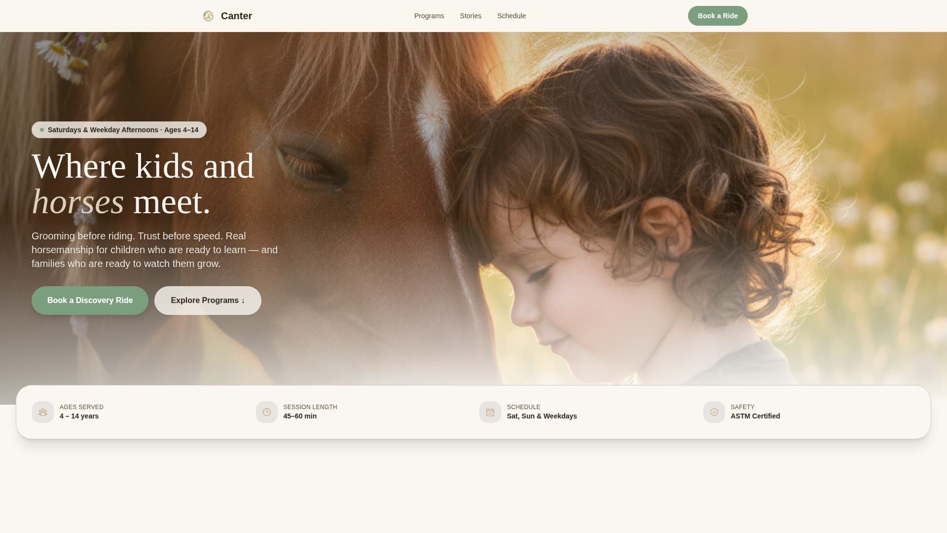 Canter - Inspiring Equestrian Landing Page Template