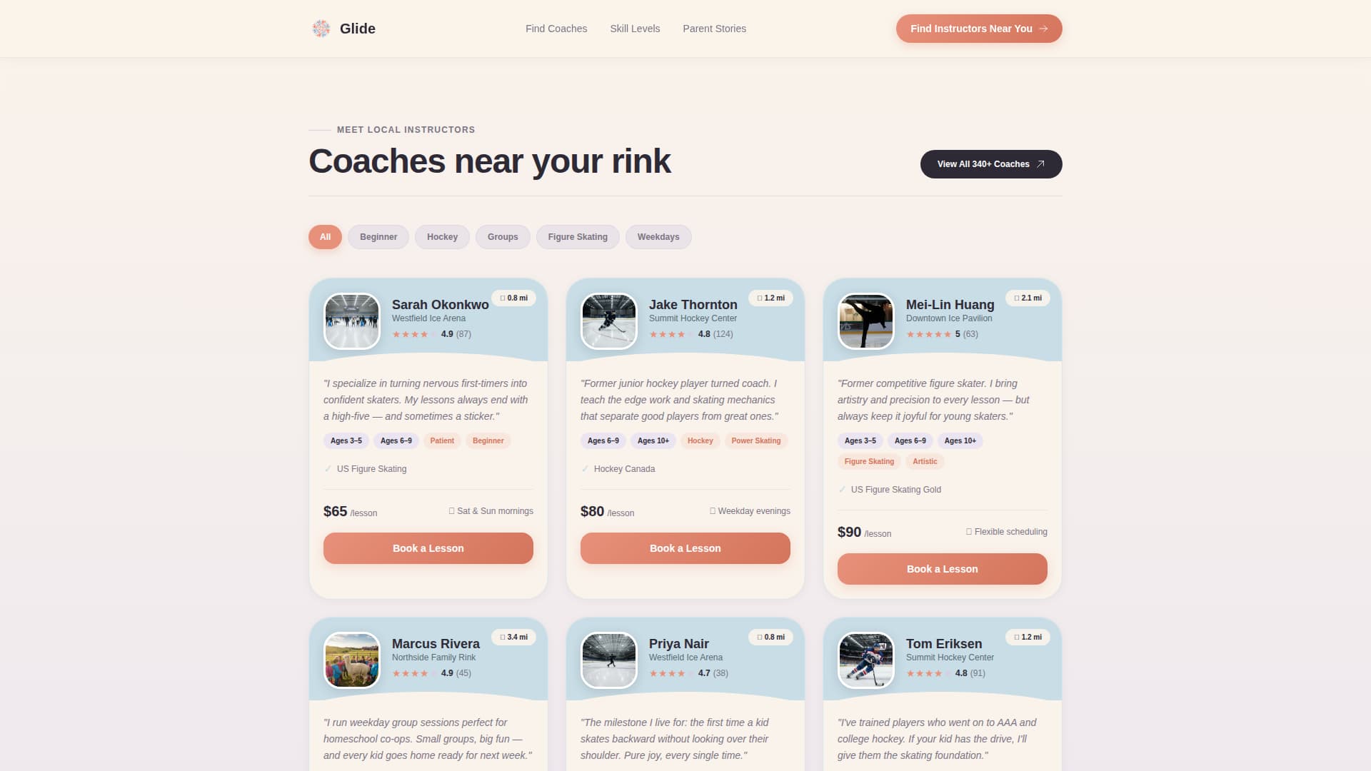 Glide - Trusted Skating Landing Page Template