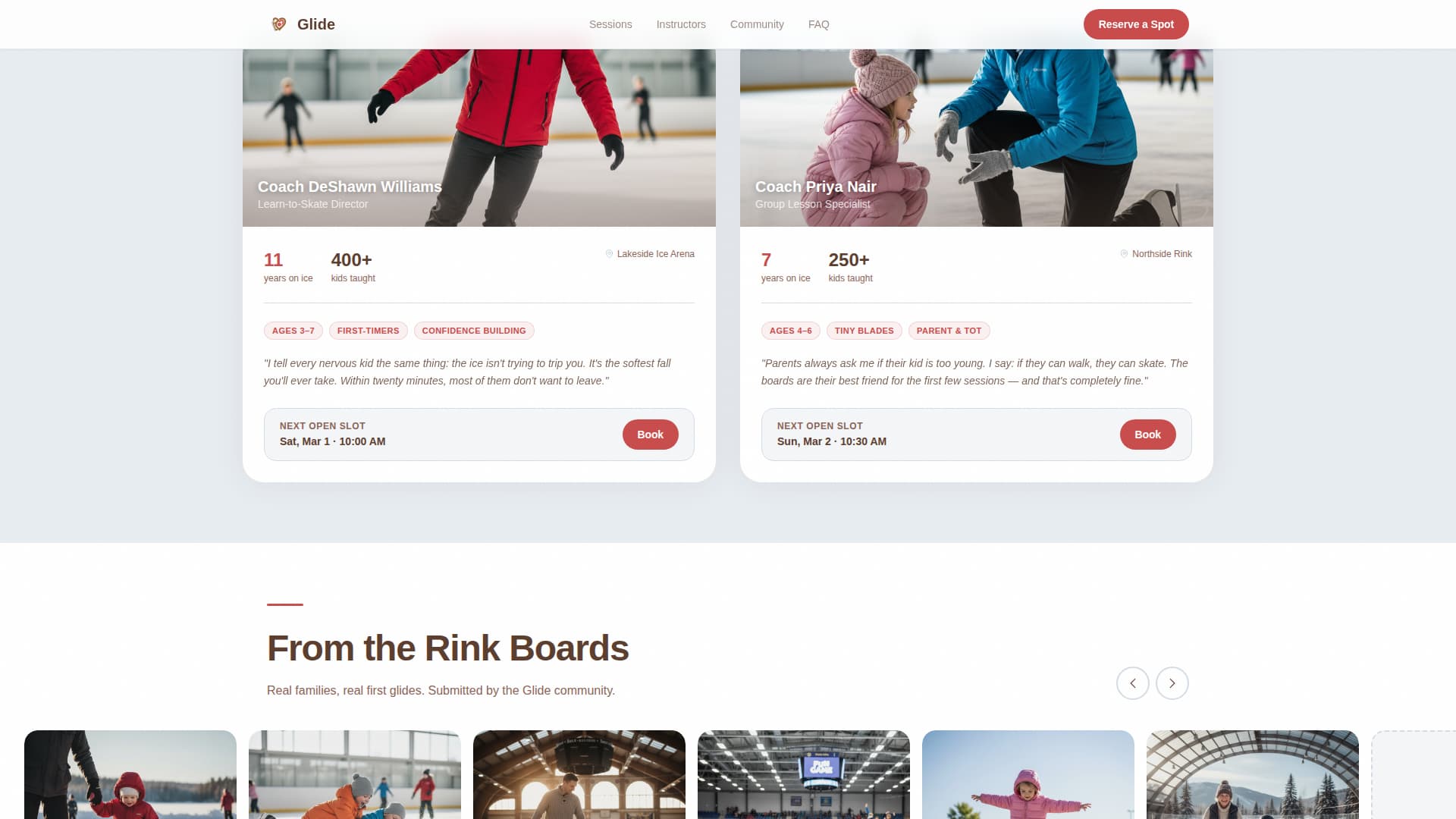 Glide - Heartwarming Skating Landing Page Template