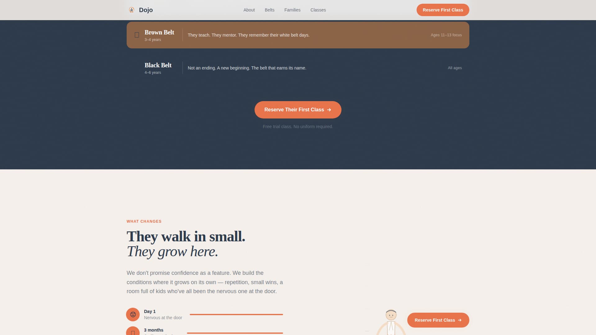 Dojo - Inspiring Kids Martial Arts Landing Page Template