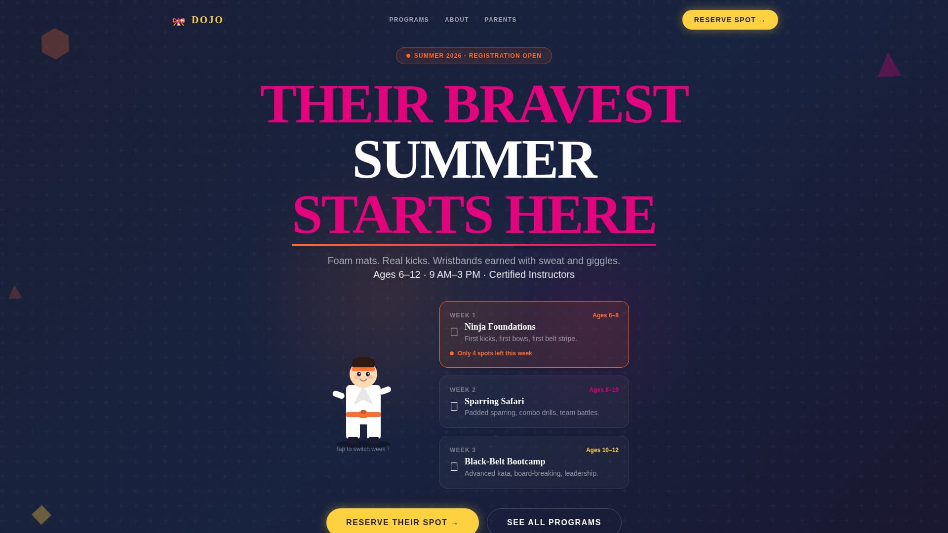 Dojo — Powerful Martial Arts Training Landing Page Template