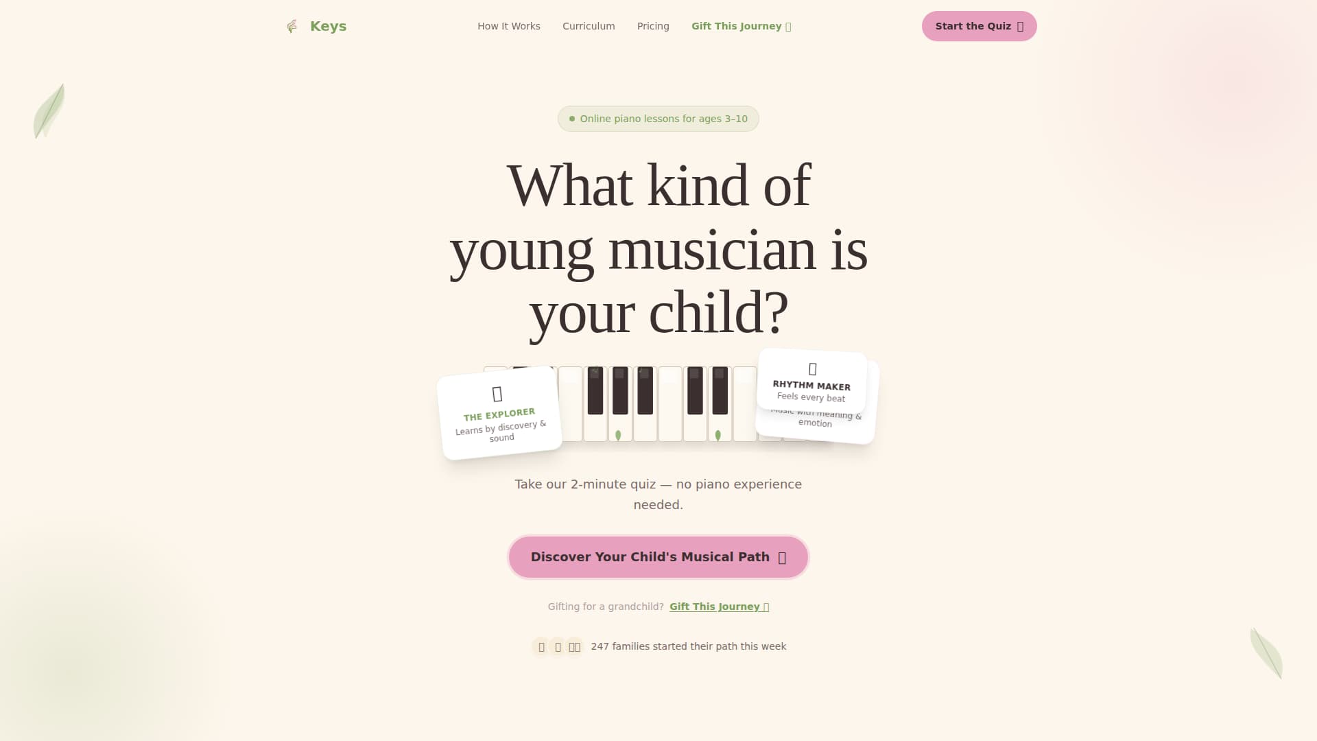 Keys - Nurturing Piano Landing Page Template