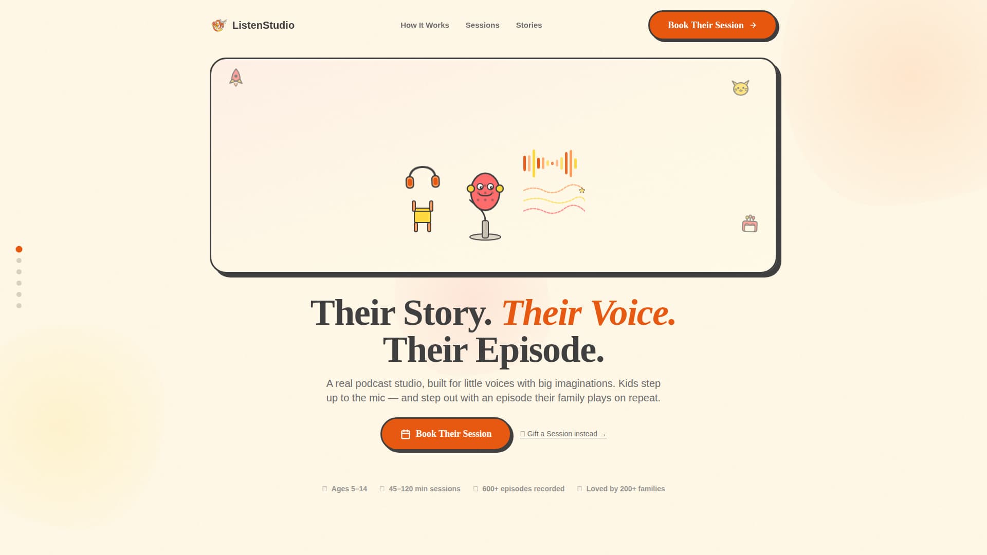 Listen - Imaginative Kids Podcast Landing Page Template