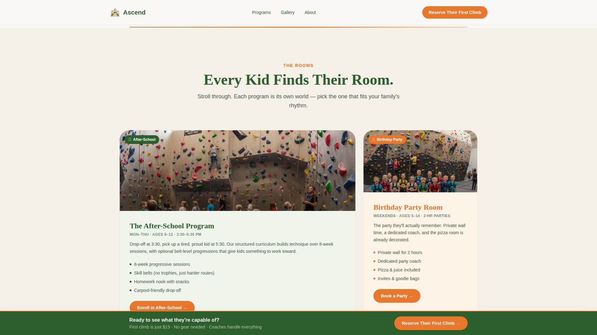 Ascend - Inspiring Kids Climbing Landing Page Template