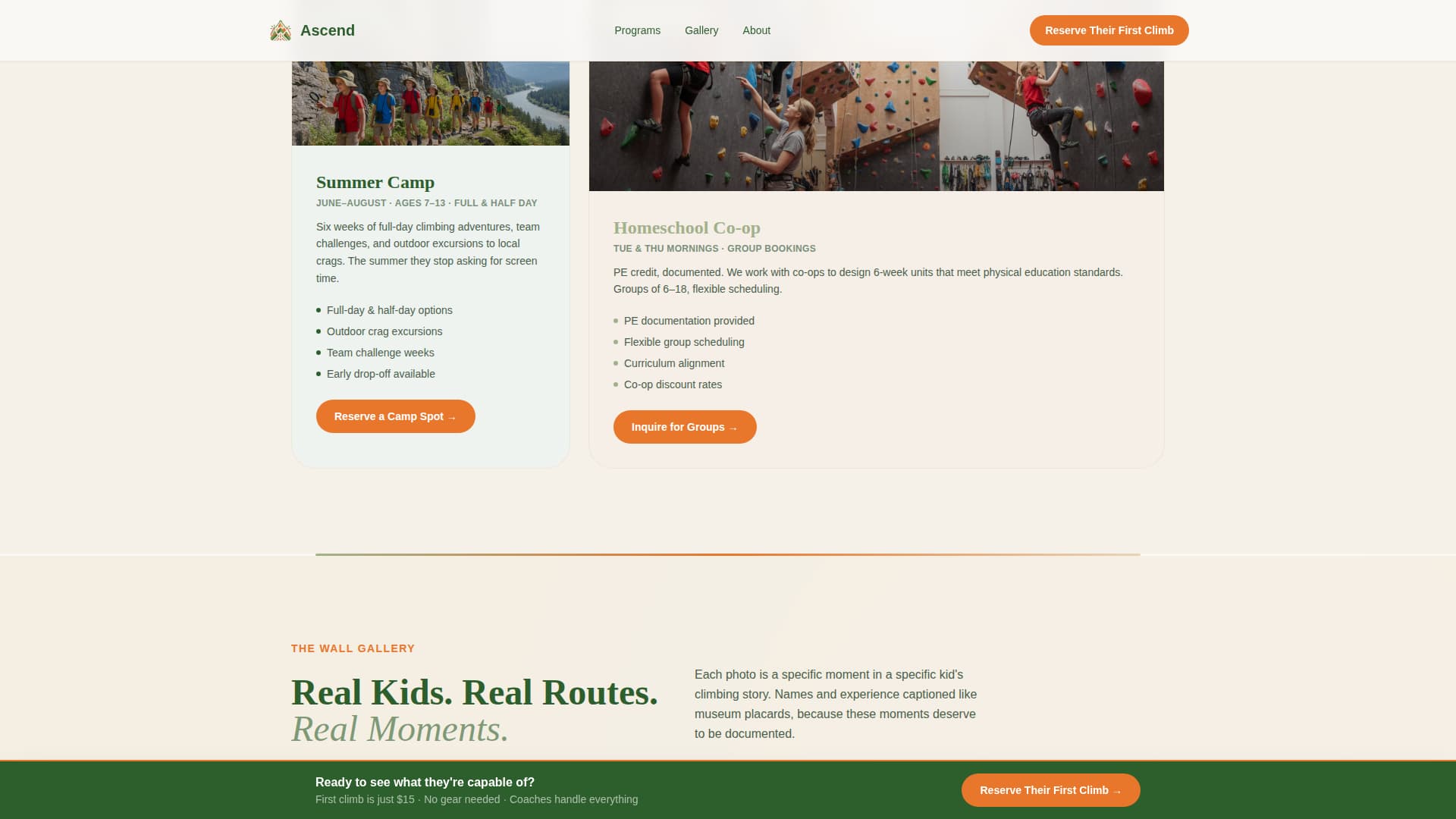 Ascend - Inspiring Kids Climbing Landing Page Template