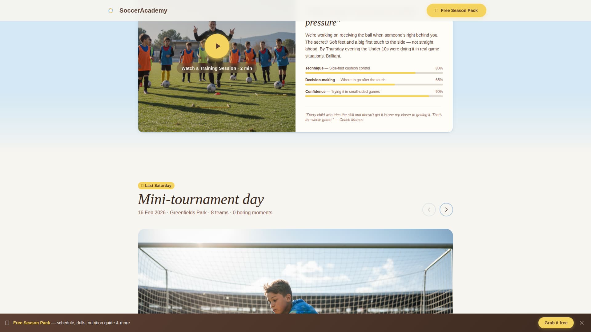 Kids Soccer Professional Website Template