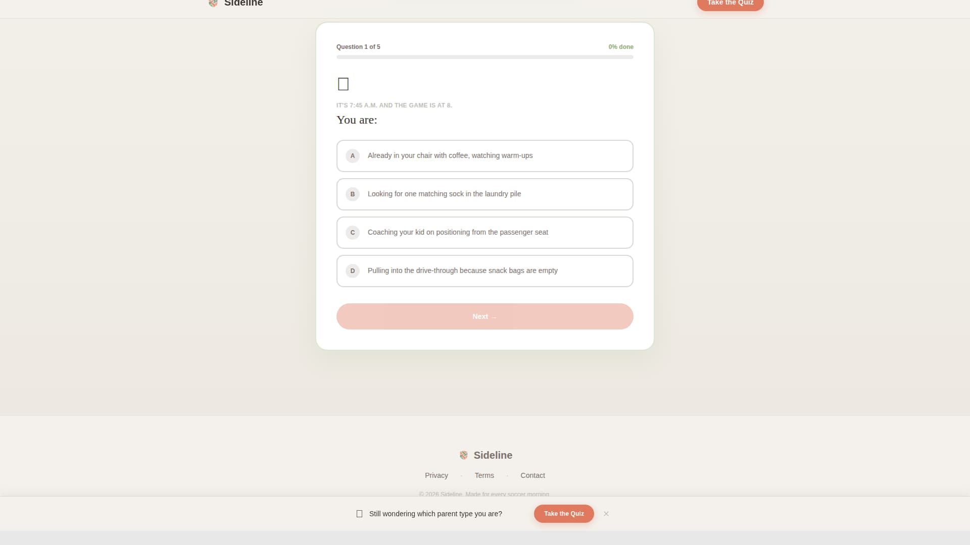 Sideline - Friendly Soccer Parent Landing Page Template