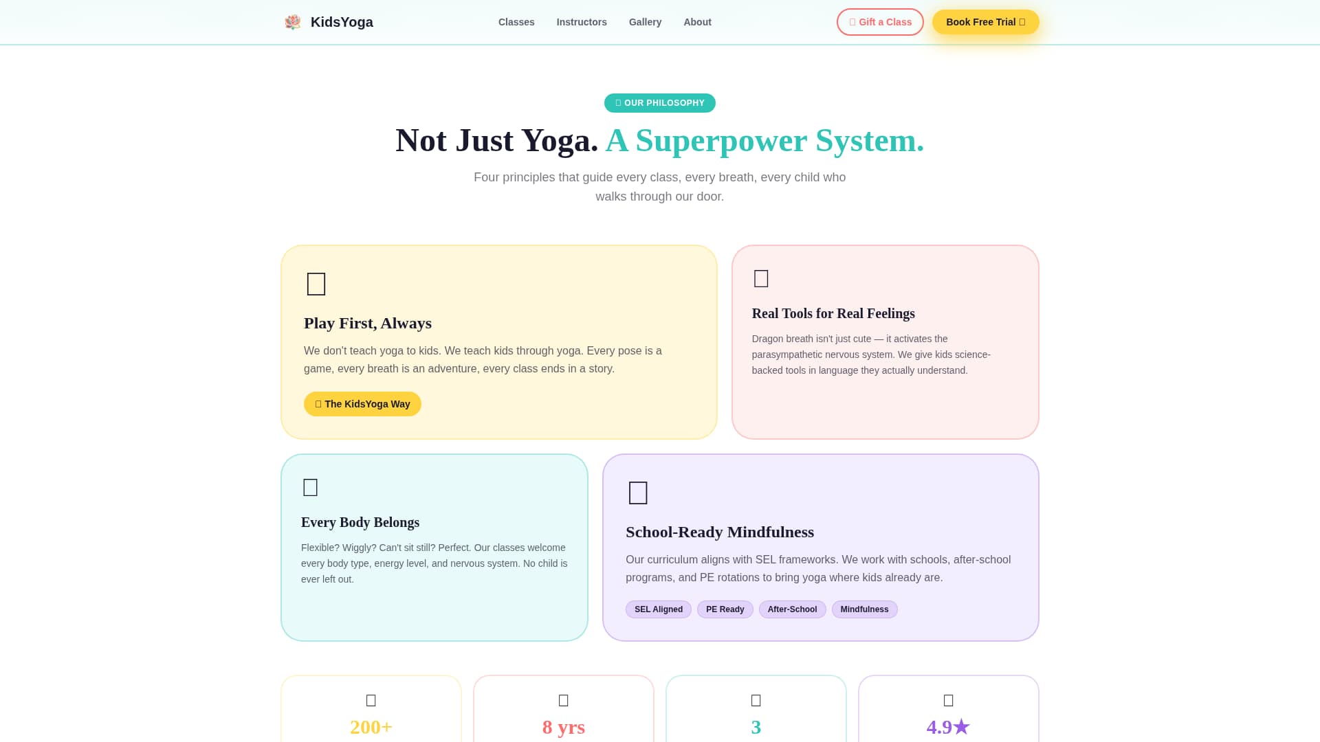 Namaste - Joyful Kids Yoga Landing Page Template