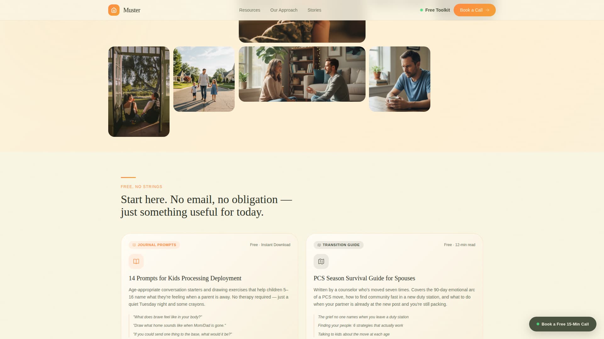 Muster - Heartfelt Military Family Landing Page Template