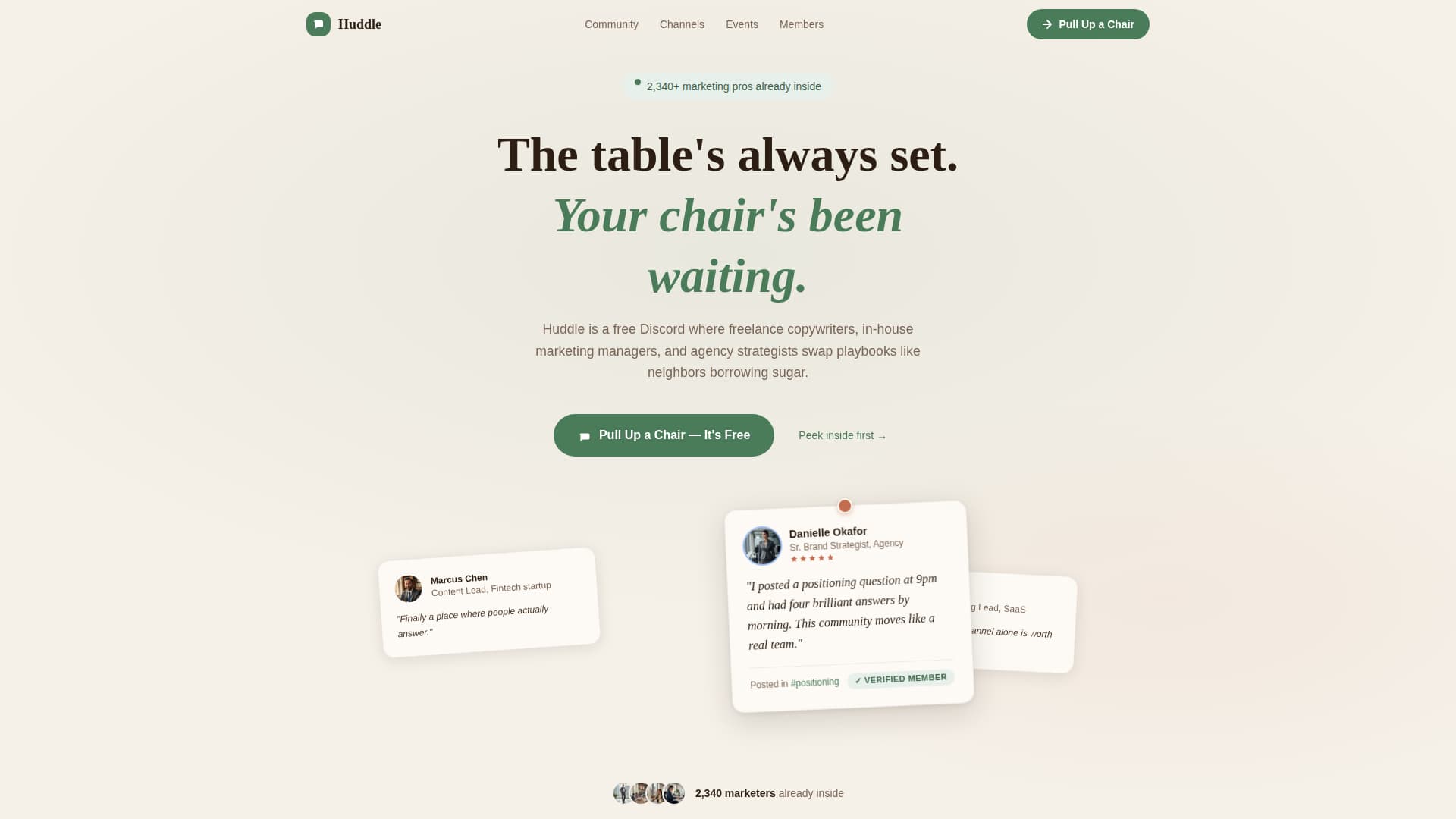 Huddle - Warm Marketers Landing Page Template