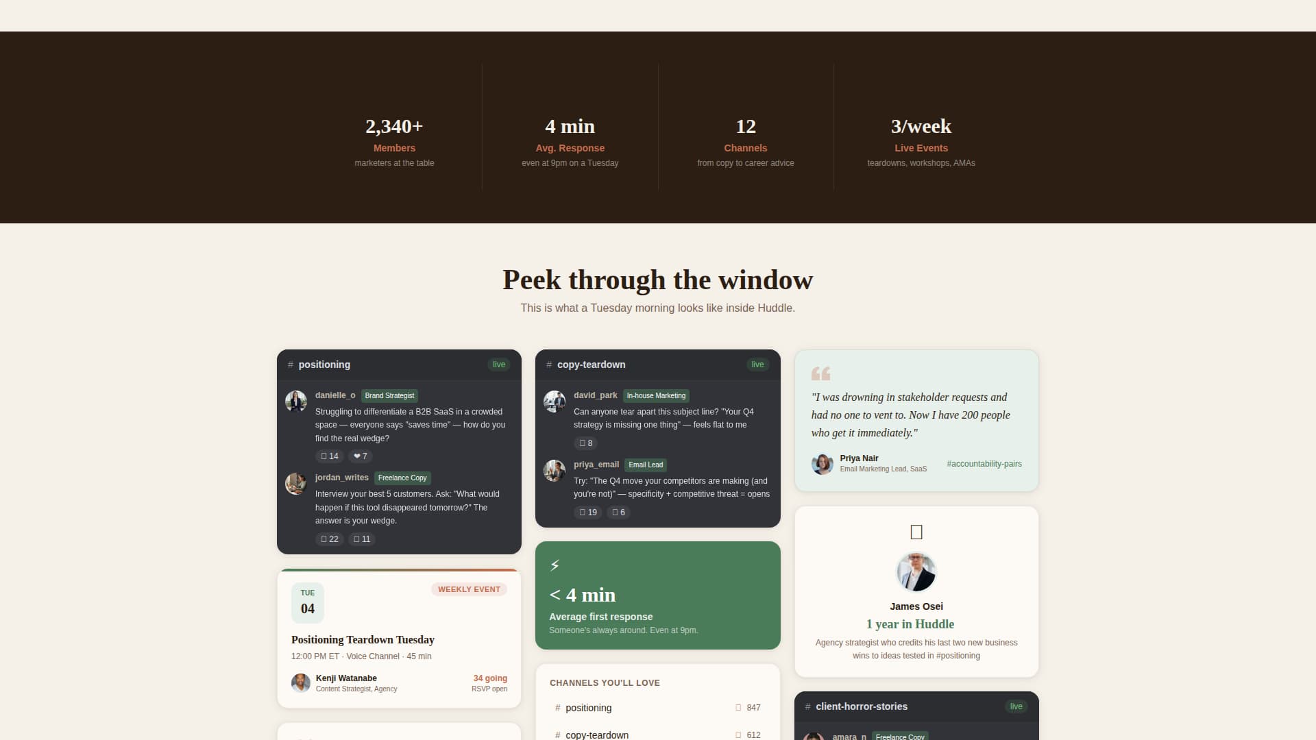 Huddle - Warm Marketers Landing Page Template