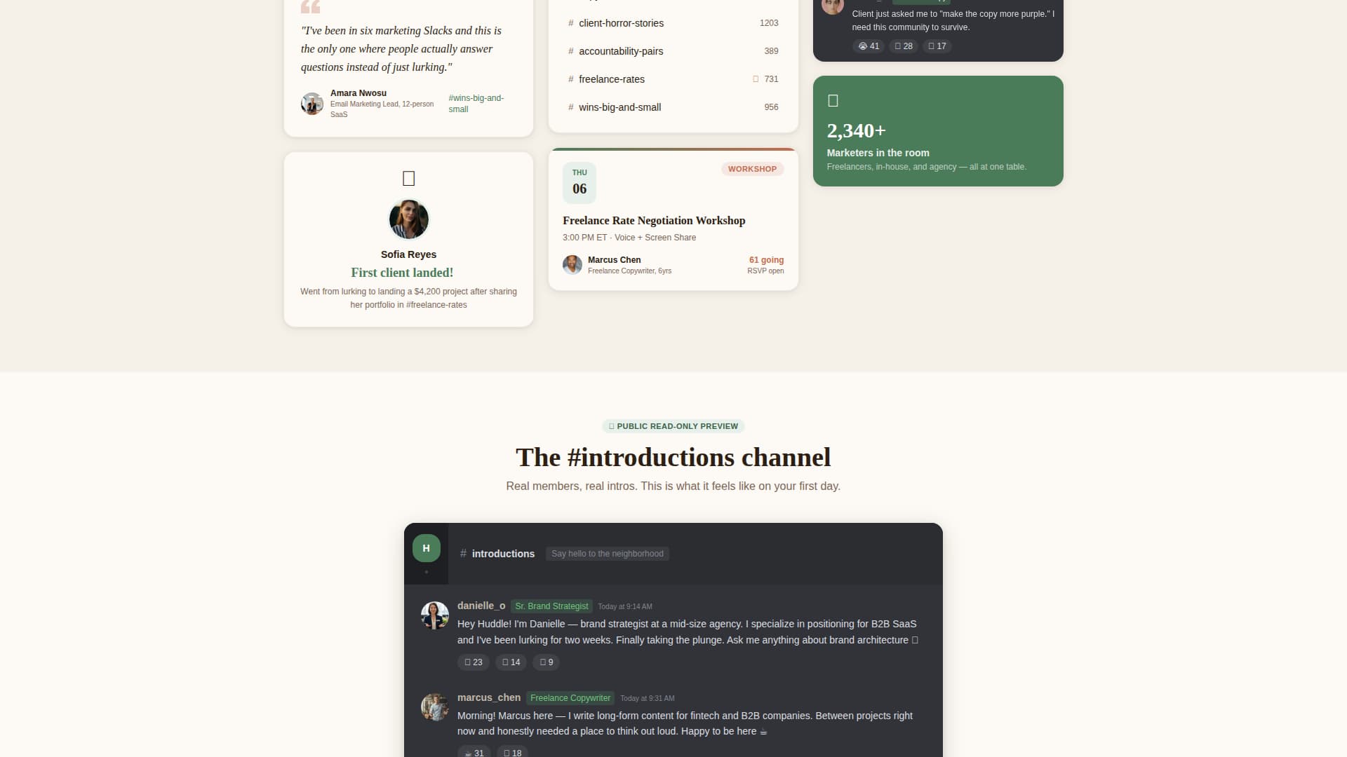 Huddle - Warm Marketers Landing Page Template