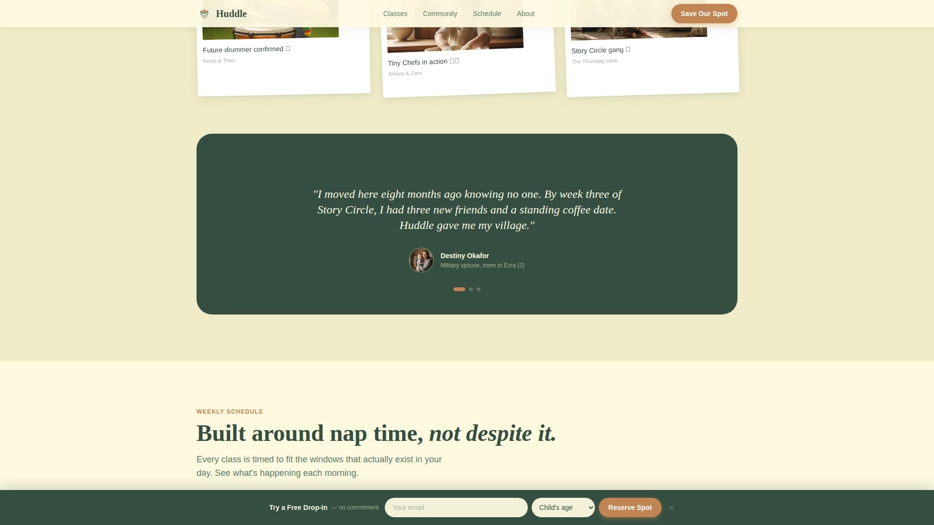 Huddle - Warm Mommy and Me Landing Page Template