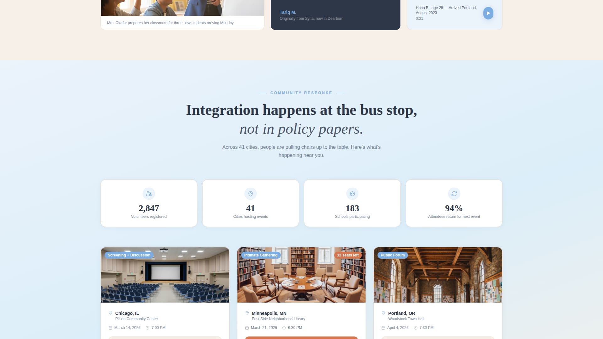 Hearth - Welcoming Refugee Landing Page Template
