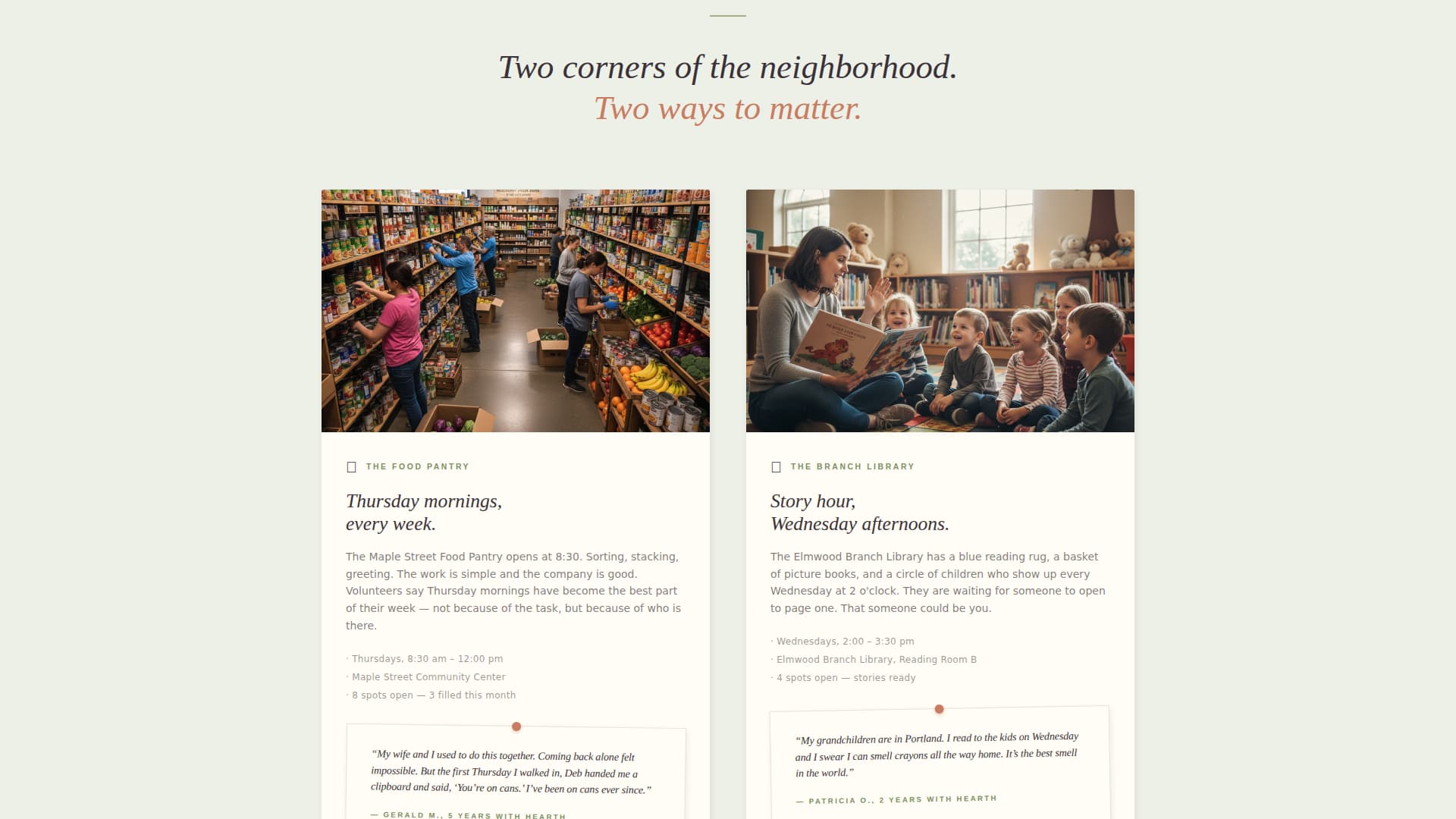 Hearth - Welcoming Volunteer Landing Page Template