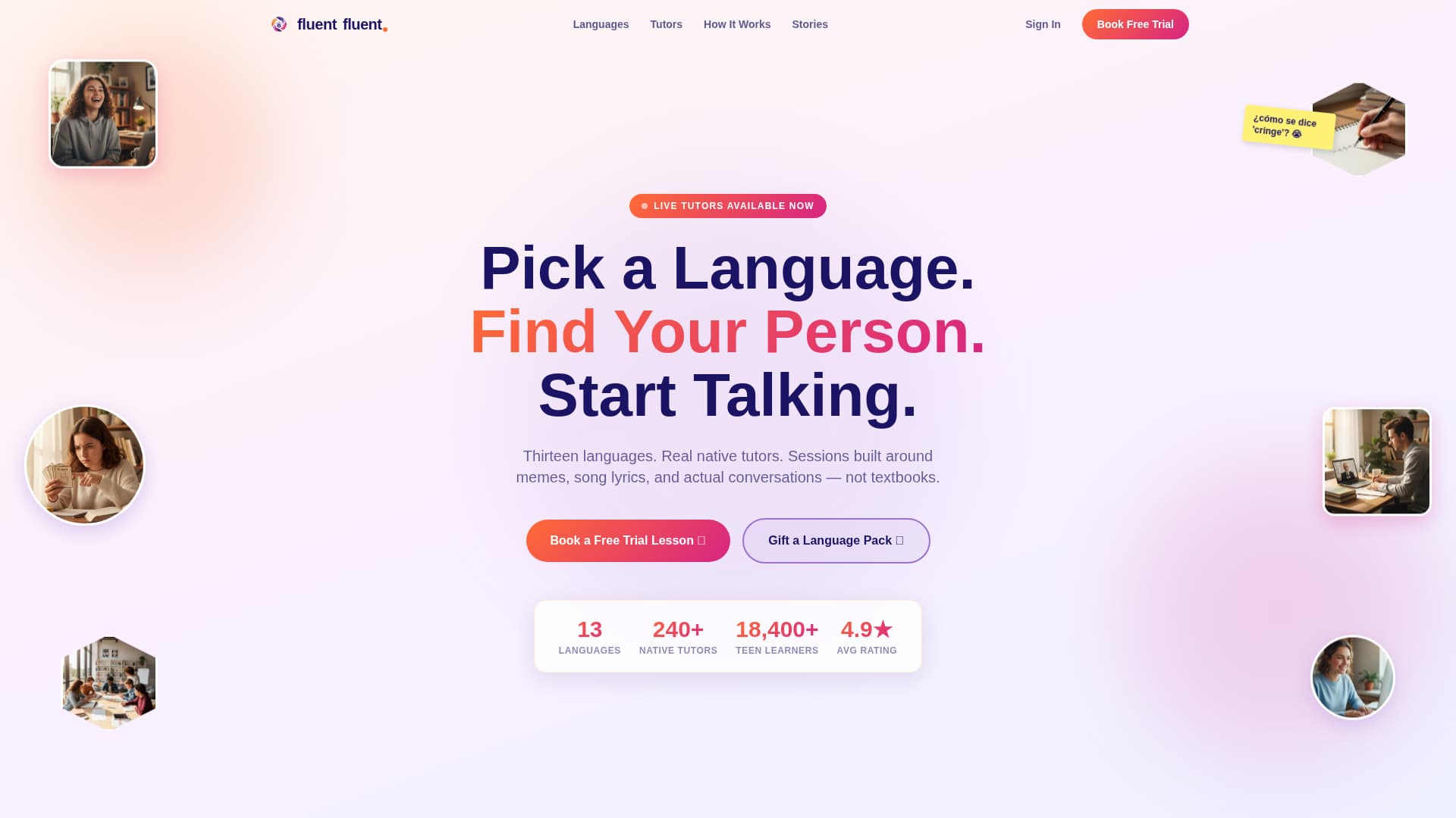 Fluent - Vibrant Teenlanguage Landing Page Template
