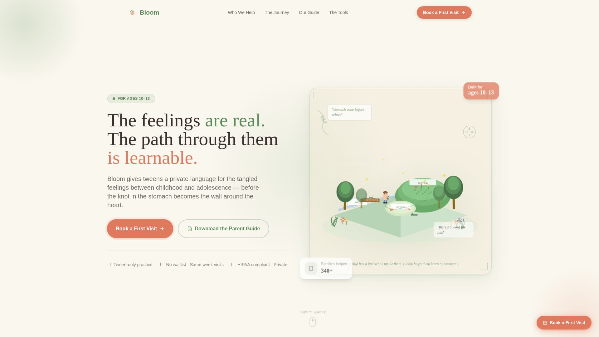 Tween (10-13) Products & Specialist Booking Website Template