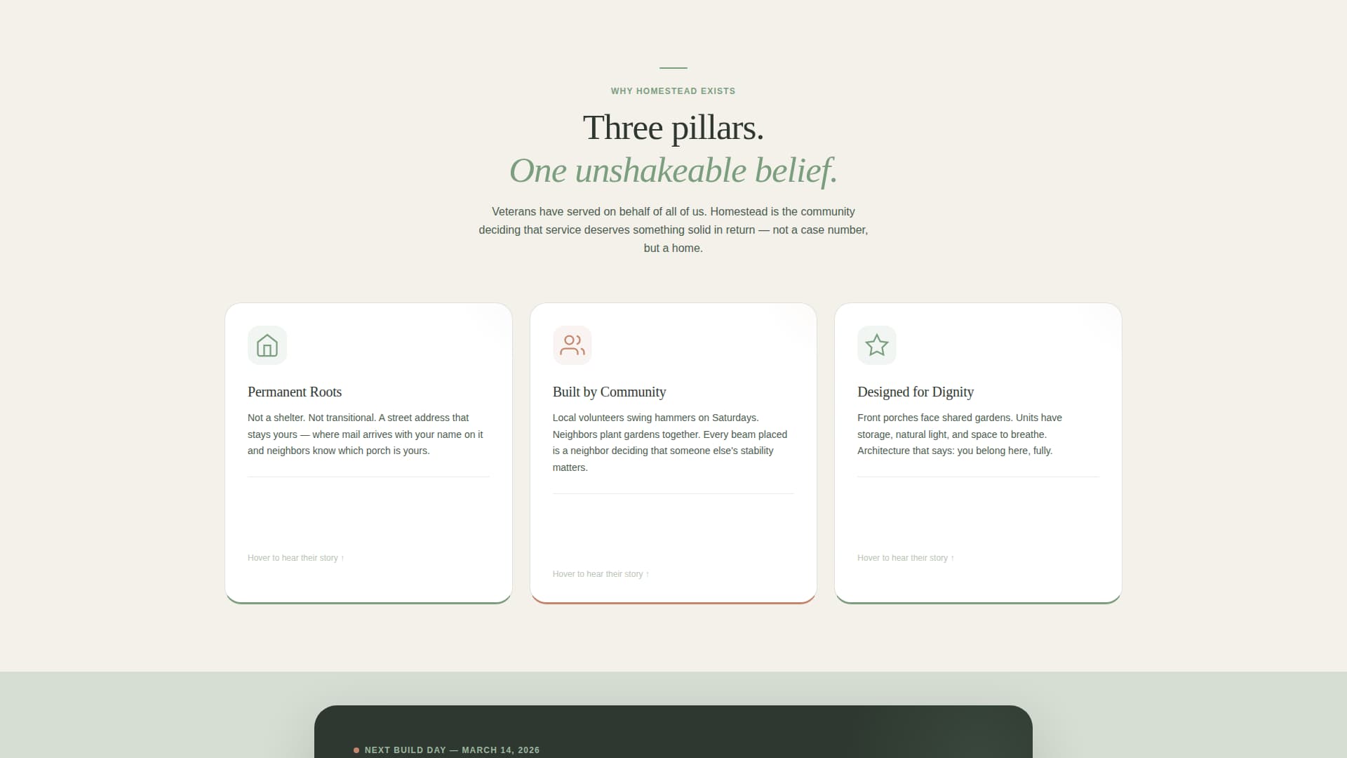 Homestead - Inspiring Veteranhousing Landing Page Template