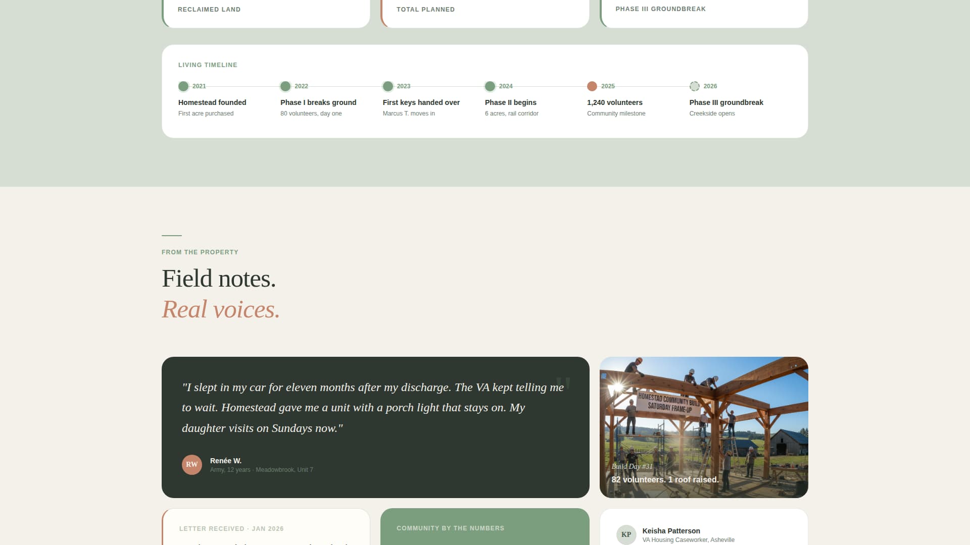 Homestead - Inspiring Veteranhousing Landing Page Template