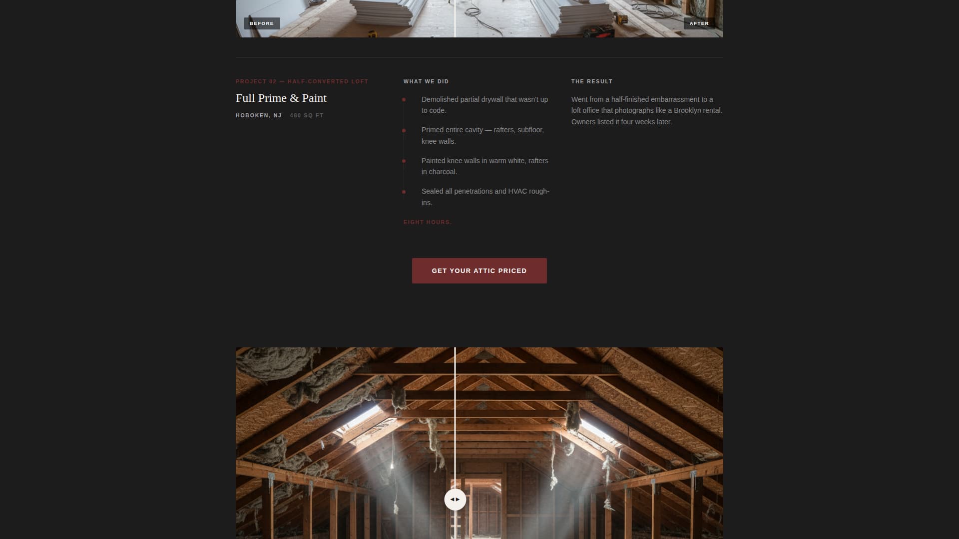 Attic Renovation Pricing Website Template
