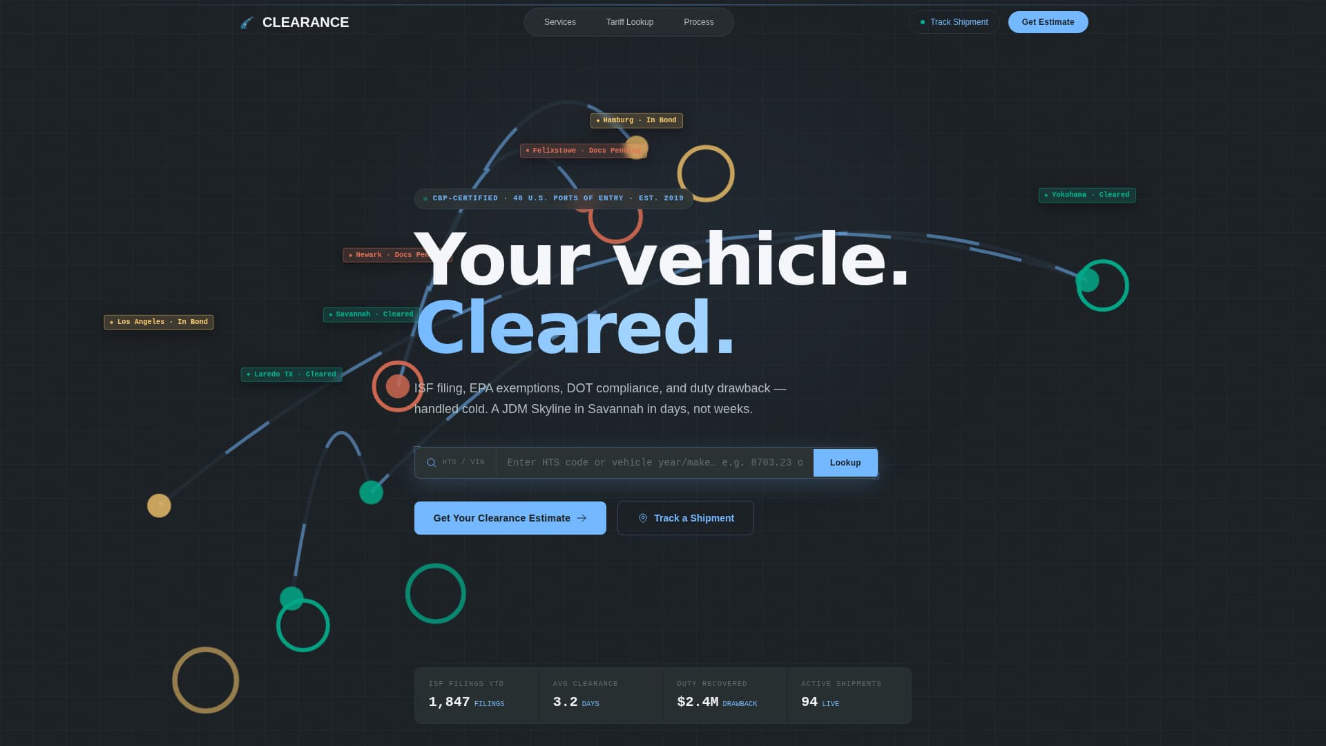 Clearance - Streamlined Customs Landing Page Template