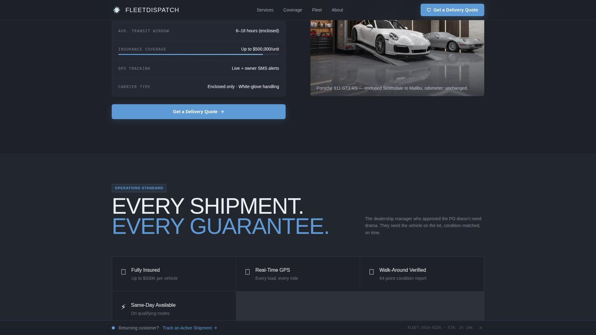Dispatch - Precision Automotive Landing Page Template