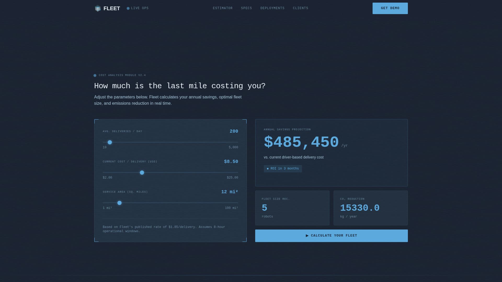 Fleet - Autonomous Delivery Landing Page Template