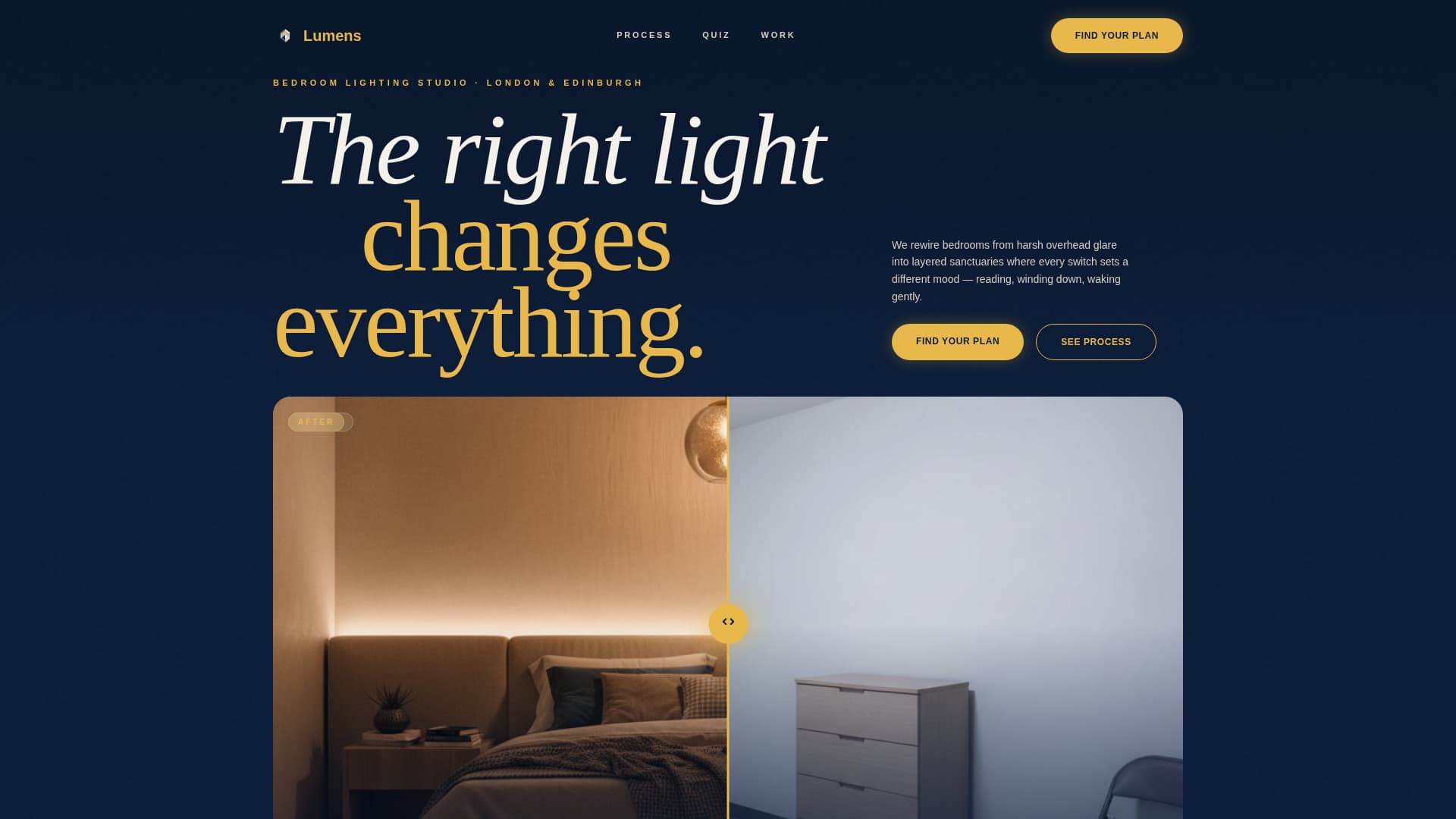 Lumens - Radiant Bedroom Landing Page Template