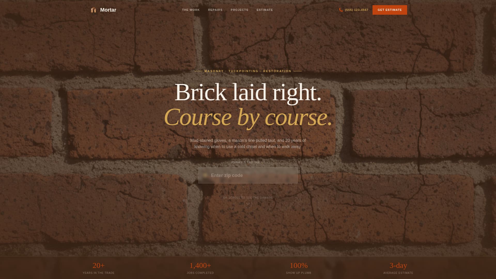 Mortar - Trusted Brickinstaller Landing Page Template