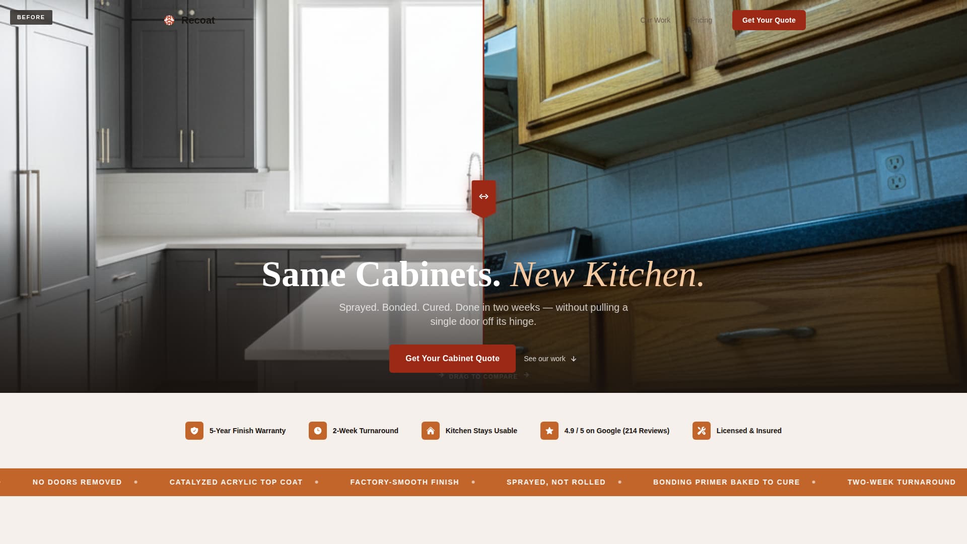 Recoat - Transformative Cabinet Painting Landing Page Template